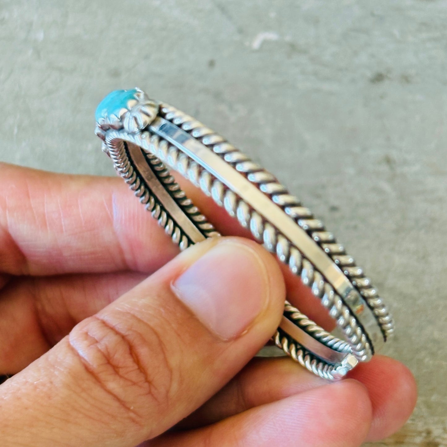Navajo James King Sterling Silver & Turquoise Stacker Cuff