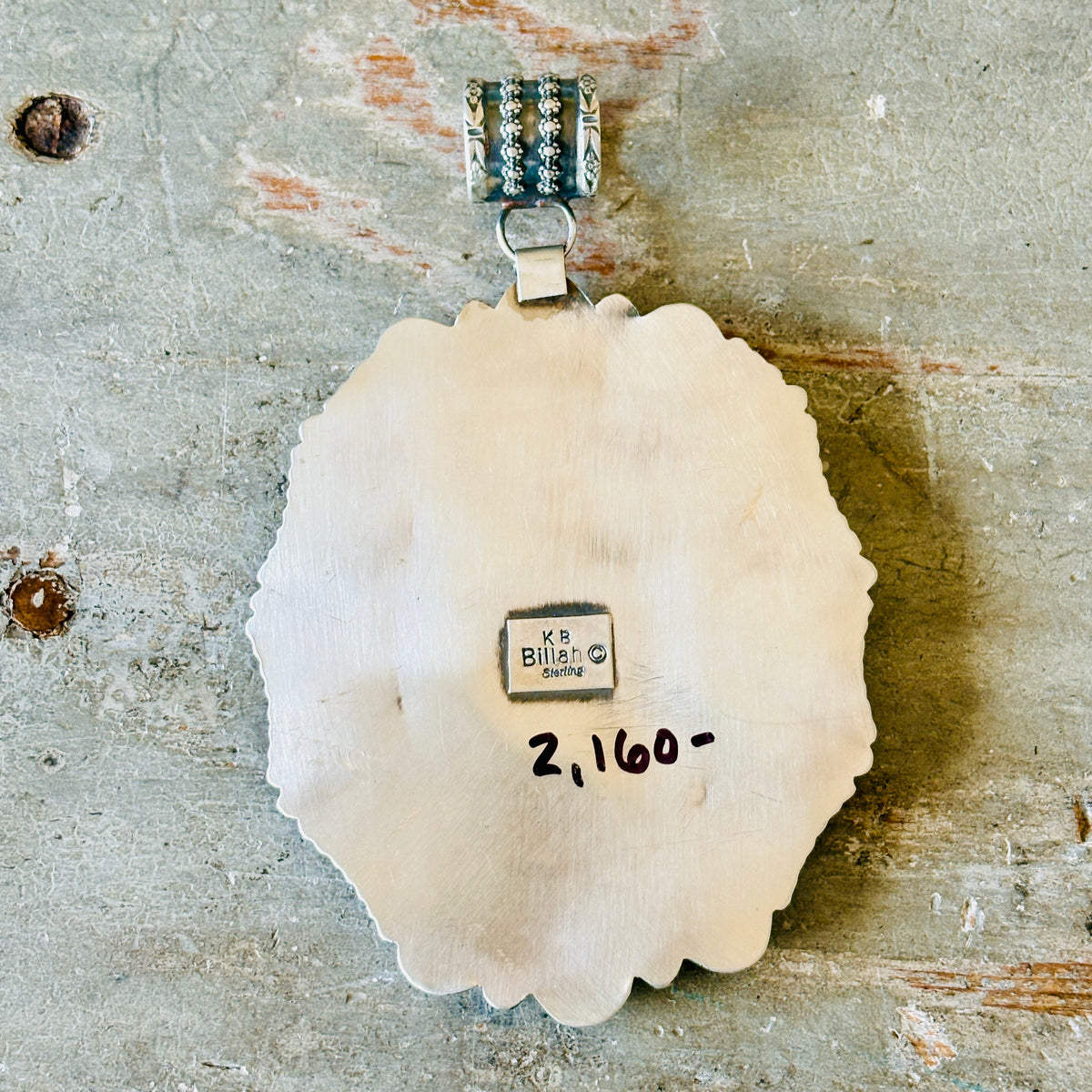 Navajo Kindale Billah Sterling Silver - Ceramic - Mother of Pearl & Black Onyx Skull Pendant