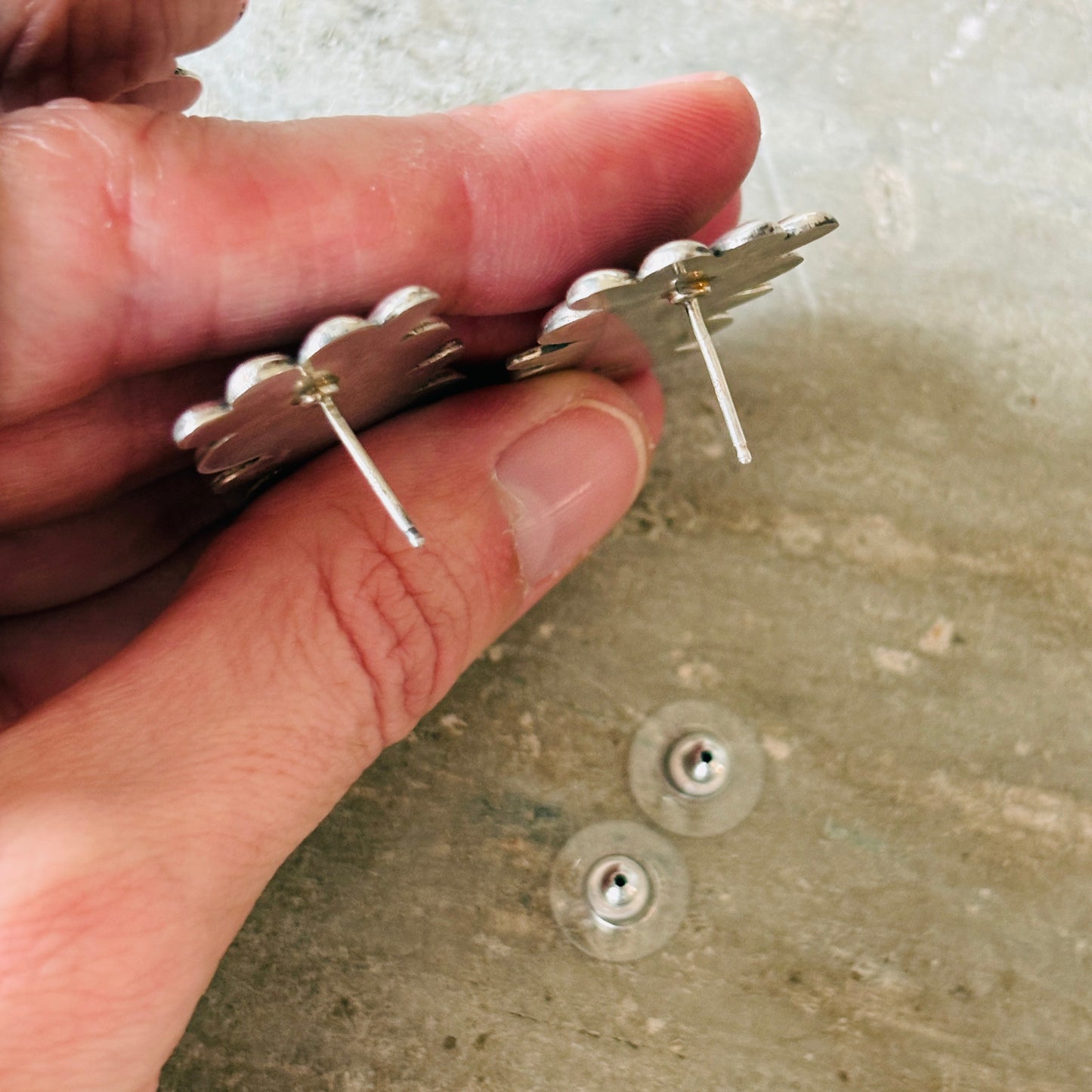 Navajo Thomas Jim Sterling Silver Statement Earrings