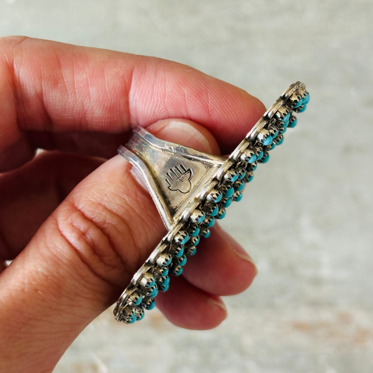 Zuni Jess Johnson Sterling Silver & Sleeping Beauty Turquoise Petit Point Ring