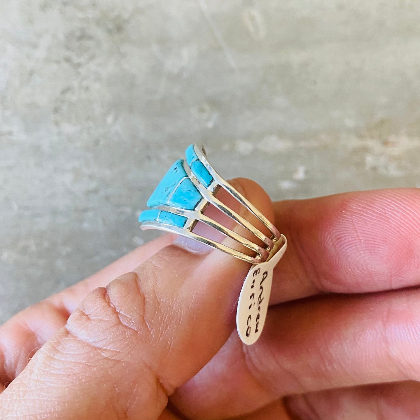 Navajo Andrew Enrico Sterling Silver & Turquoise Inlay Ring