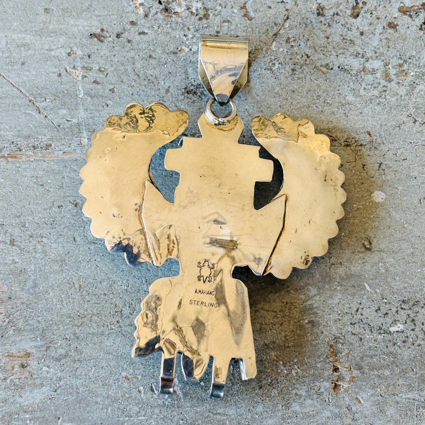 Navajo Andy Marion Sterling Silver & Turquoise Eagle Dancer Kachina Pendant