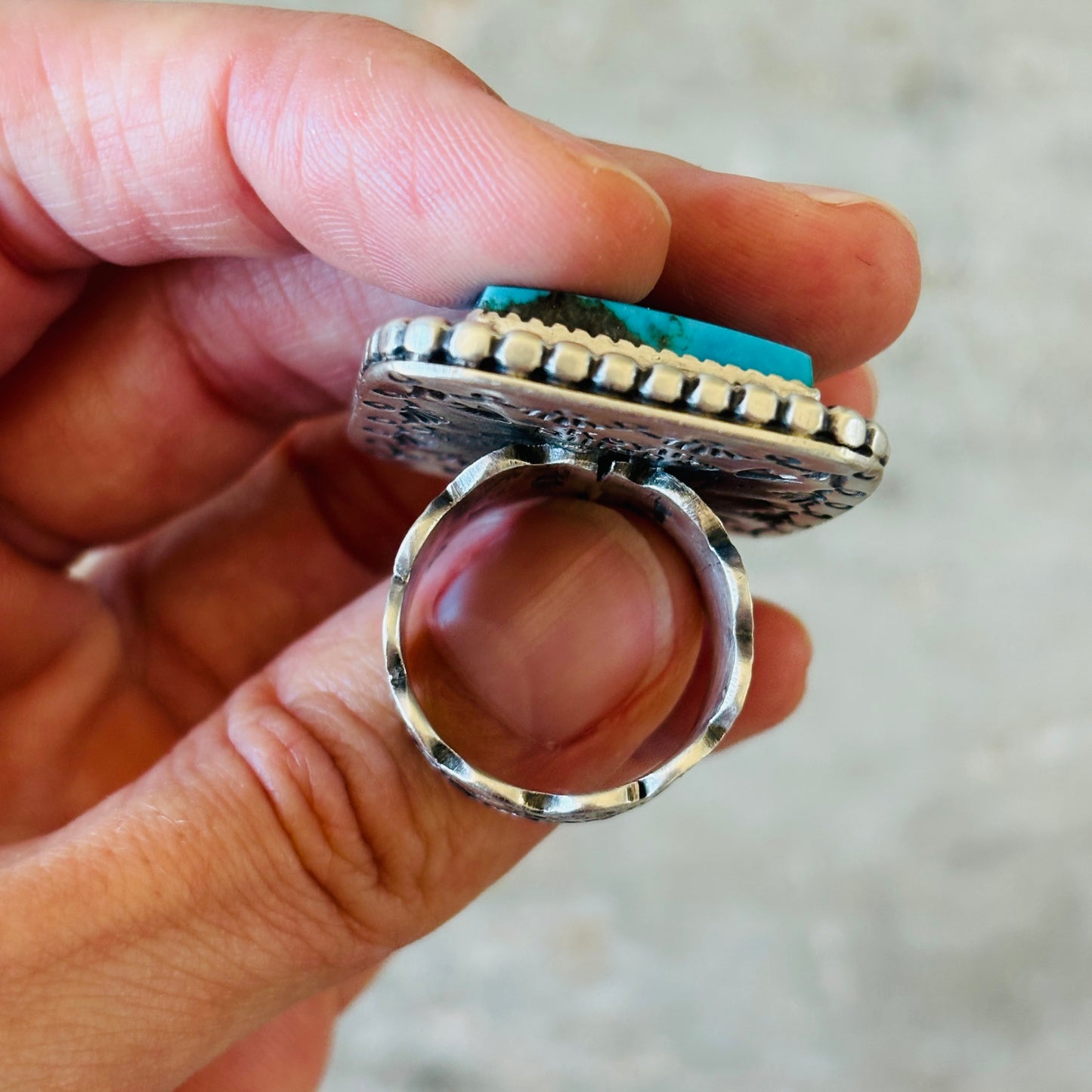 Navajo Kevin Billah Sterling Silver & Kingman Turquoise Ring