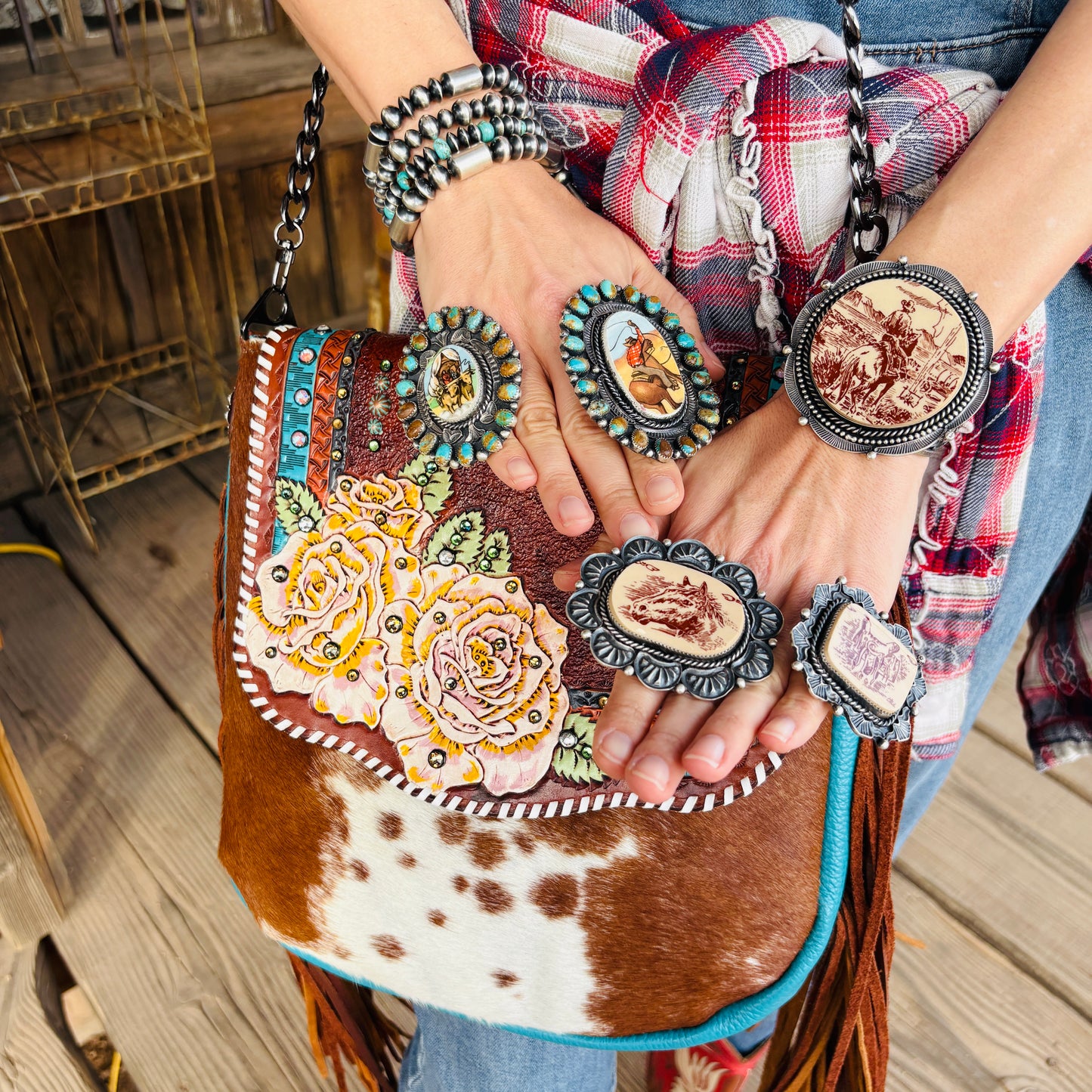 Navajo Kindale Billah Sterling Silver - Ceramic & Mojave Cowboy Ring