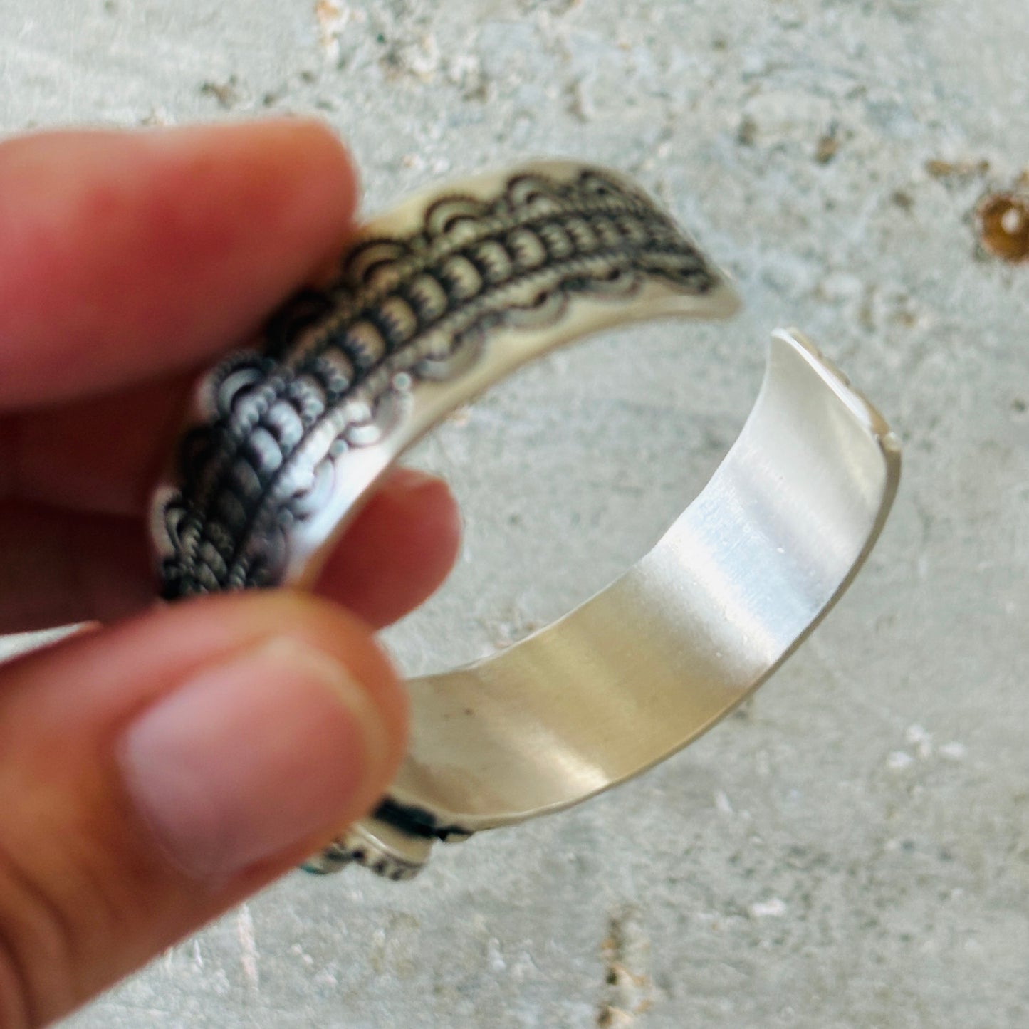 Navajo Herman Smith Sterling Silver & Web Kingman Stacker Cuff