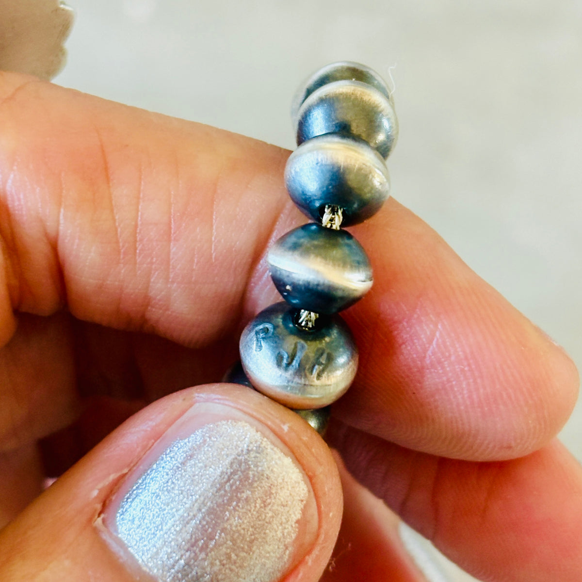 Navajo Preston Haley Sterling Silver Graduated Handmade Pearls Necklace