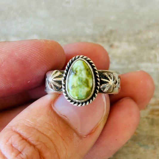 Navajo Darrell Cadman Sterling Silver & Sonoran Turquoise Ring