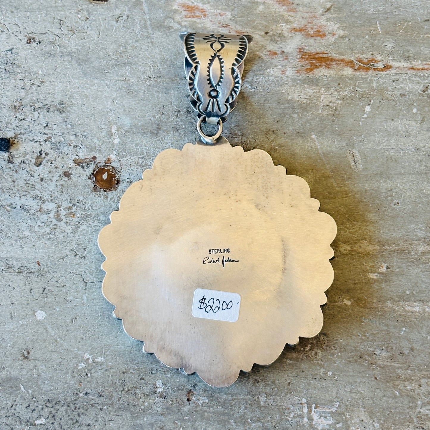 Navajo Robert Johnson Sterling Silver Multi Stone 1oz Silver Round Cluster Pendant