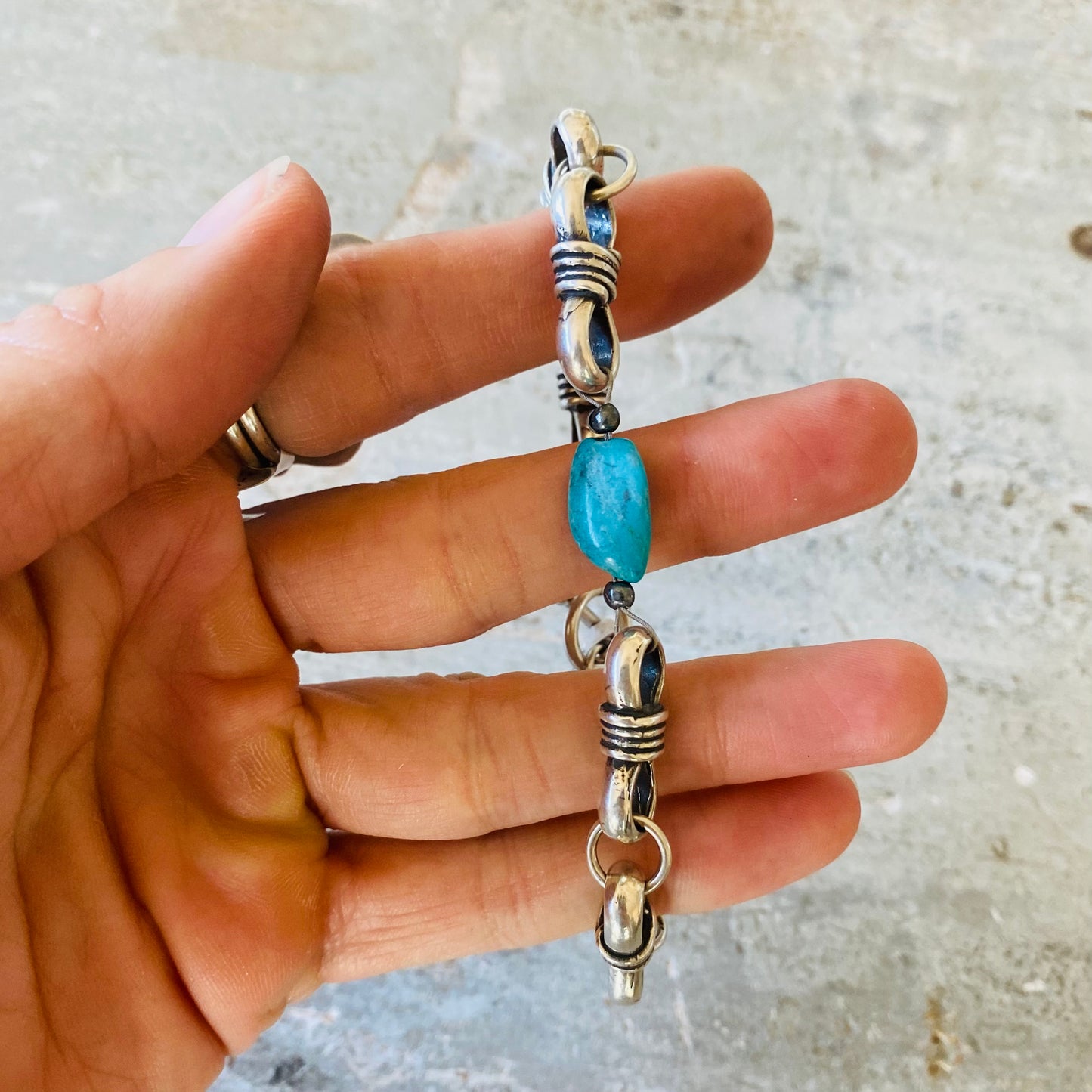 Navajo Sterling Silver & Turquoise Toggle Bracelet