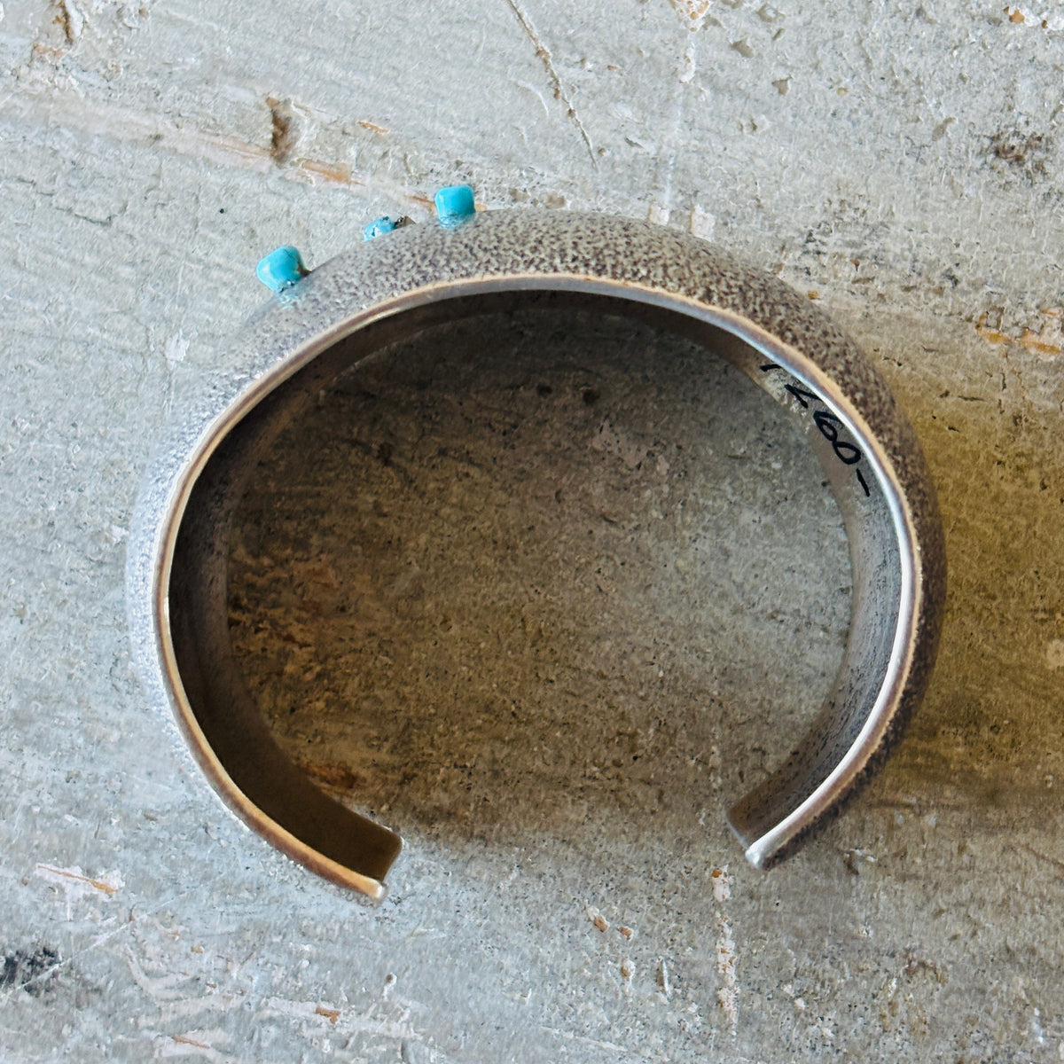 Navajo Aaron Anderson Sterling Silver & Turquoise Tufa Cast Cuff