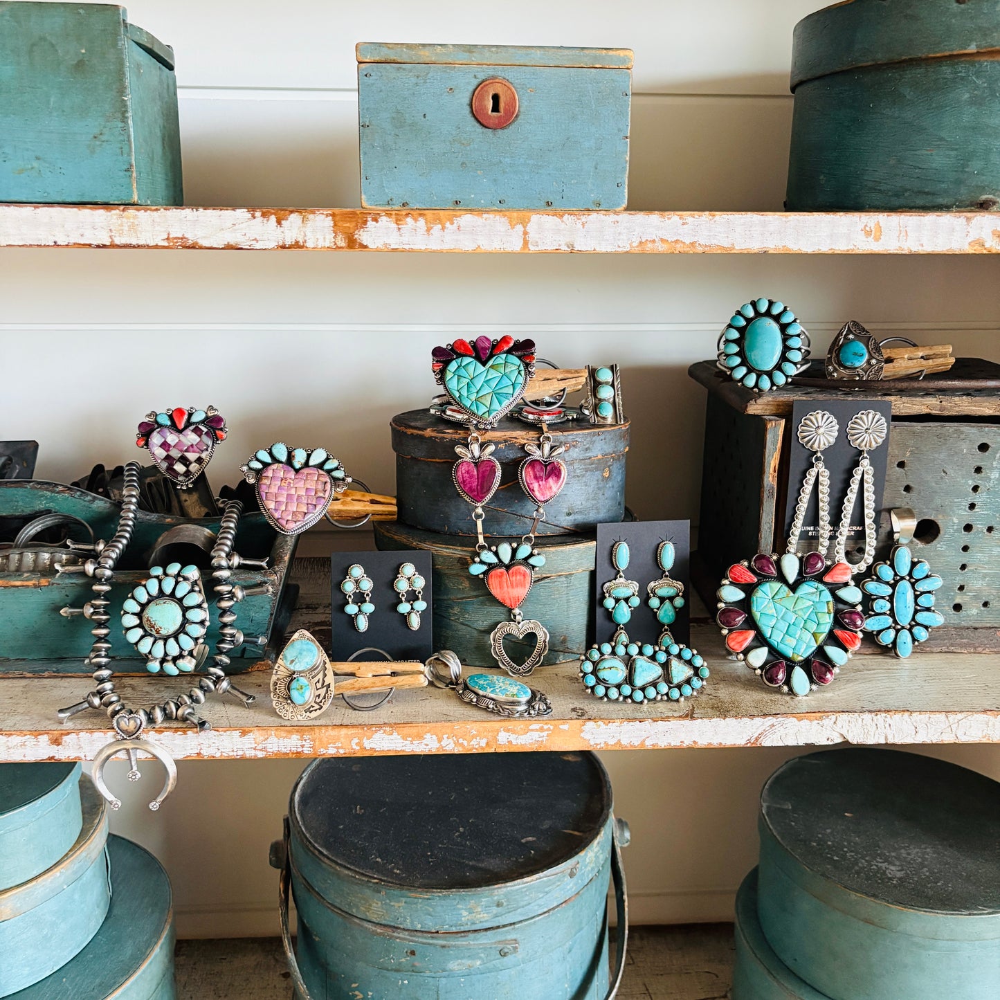 Navajo Bobby Johnson Sterling Silver & Mixed Turquoise Cluster Ring