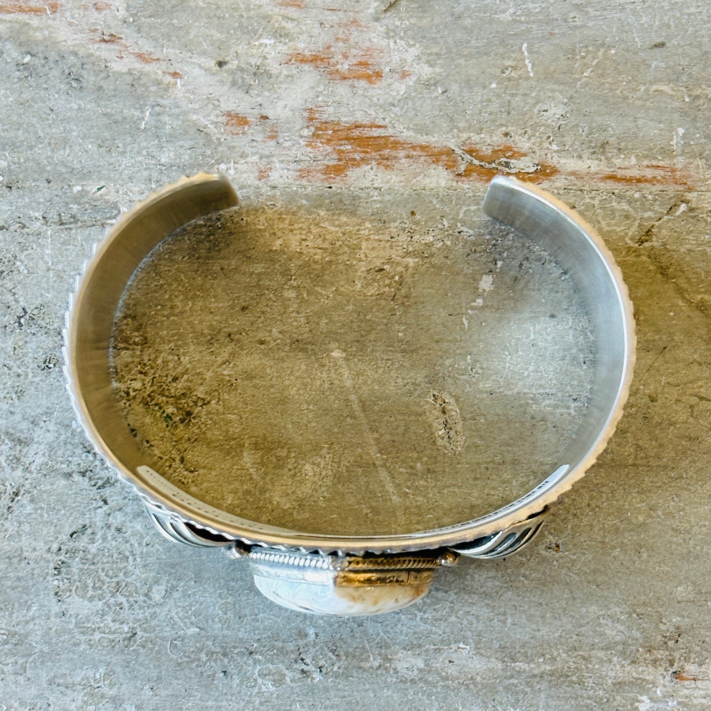 Navajo Darrell Cadman Sterling Silver & White Buffalo Hearts Stacker Cuff