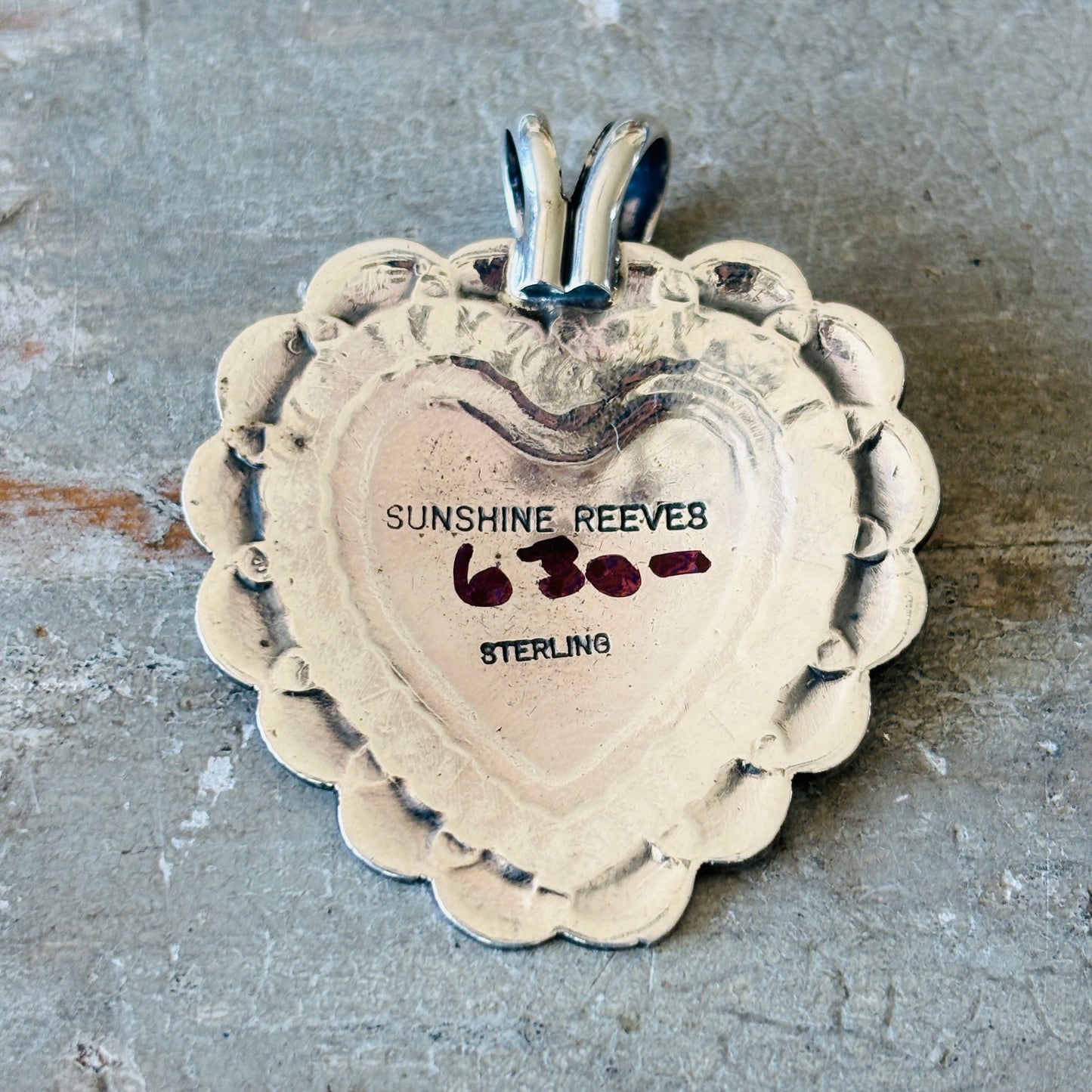 Navajo Sunshine Reeves Sterling Silver Heart Pendant