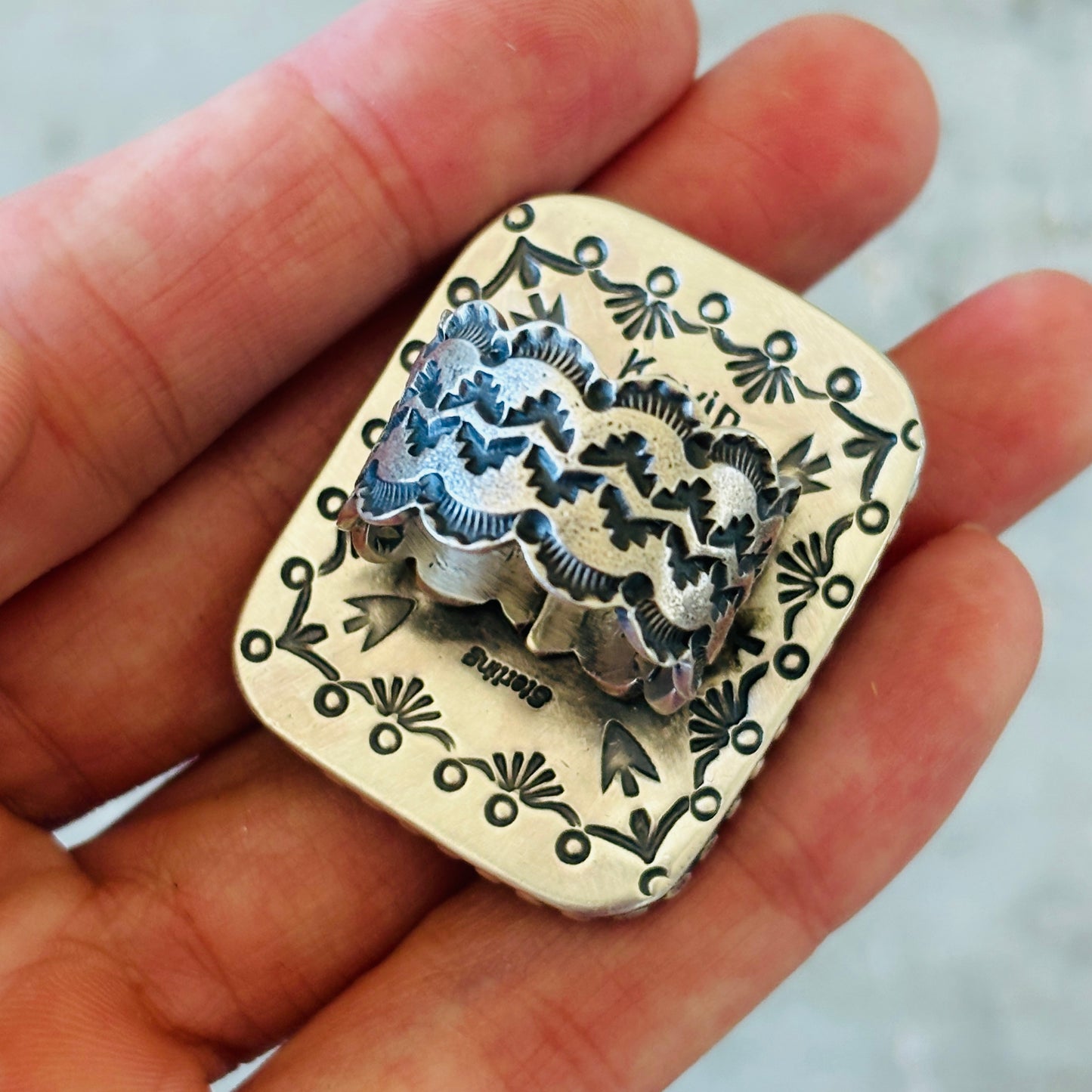 Navajo Kevin Billah Sterling Silver & Kingman Turquoise Ring