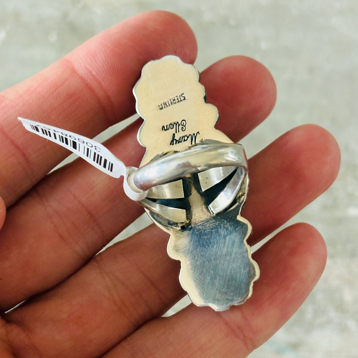 Navajo Mary Ellen Sterling Silver & Sonoran Turquoise Starburst Ring