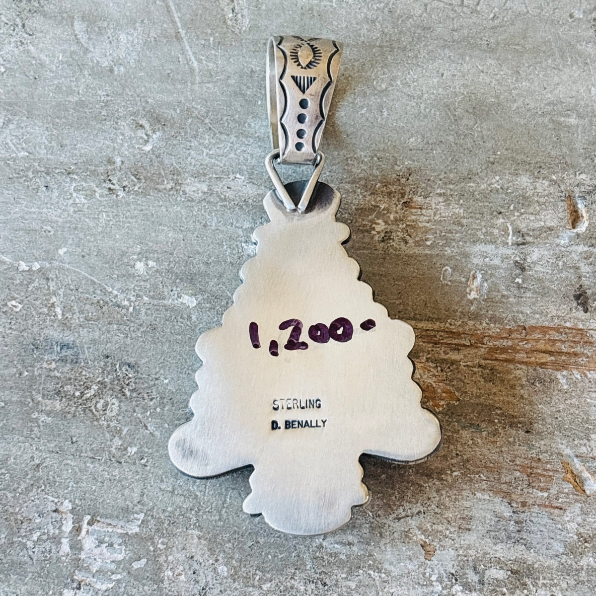 Navajo Daniel Benally Sterling Silver & Web Kingman Turquoise Pendant