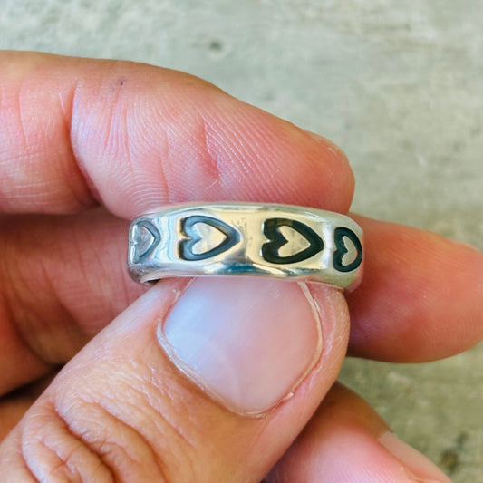 Navajo Darrell Cadman Sterling Silver Hearts Ring