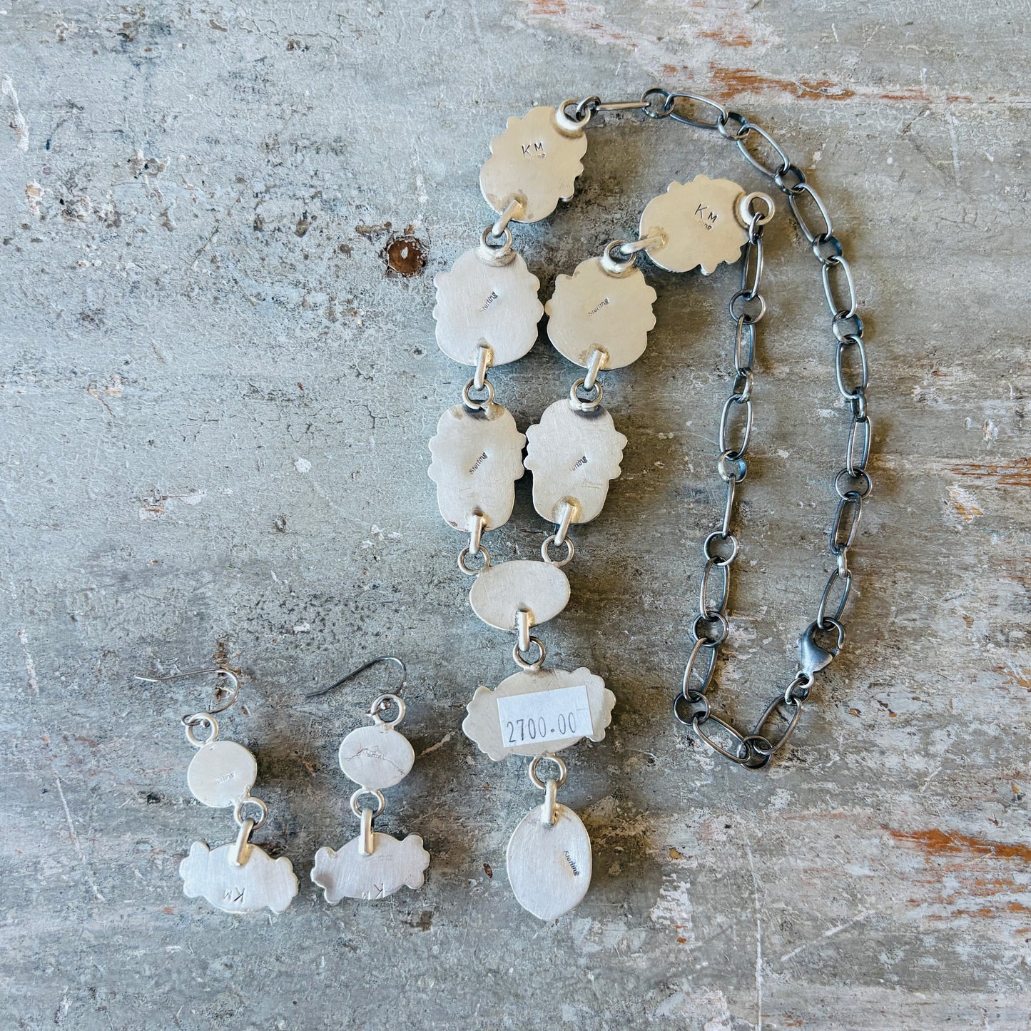 Navajo Kobe Martinez Sterling Silver & Mixed Turquoise Statement Necklace Set