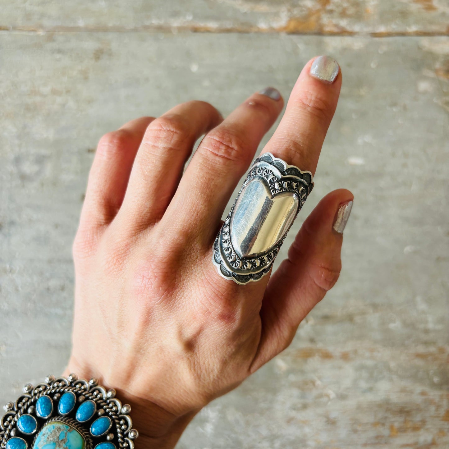 Navajo Sunshine Reeves Sterling Silver Heart Ring
