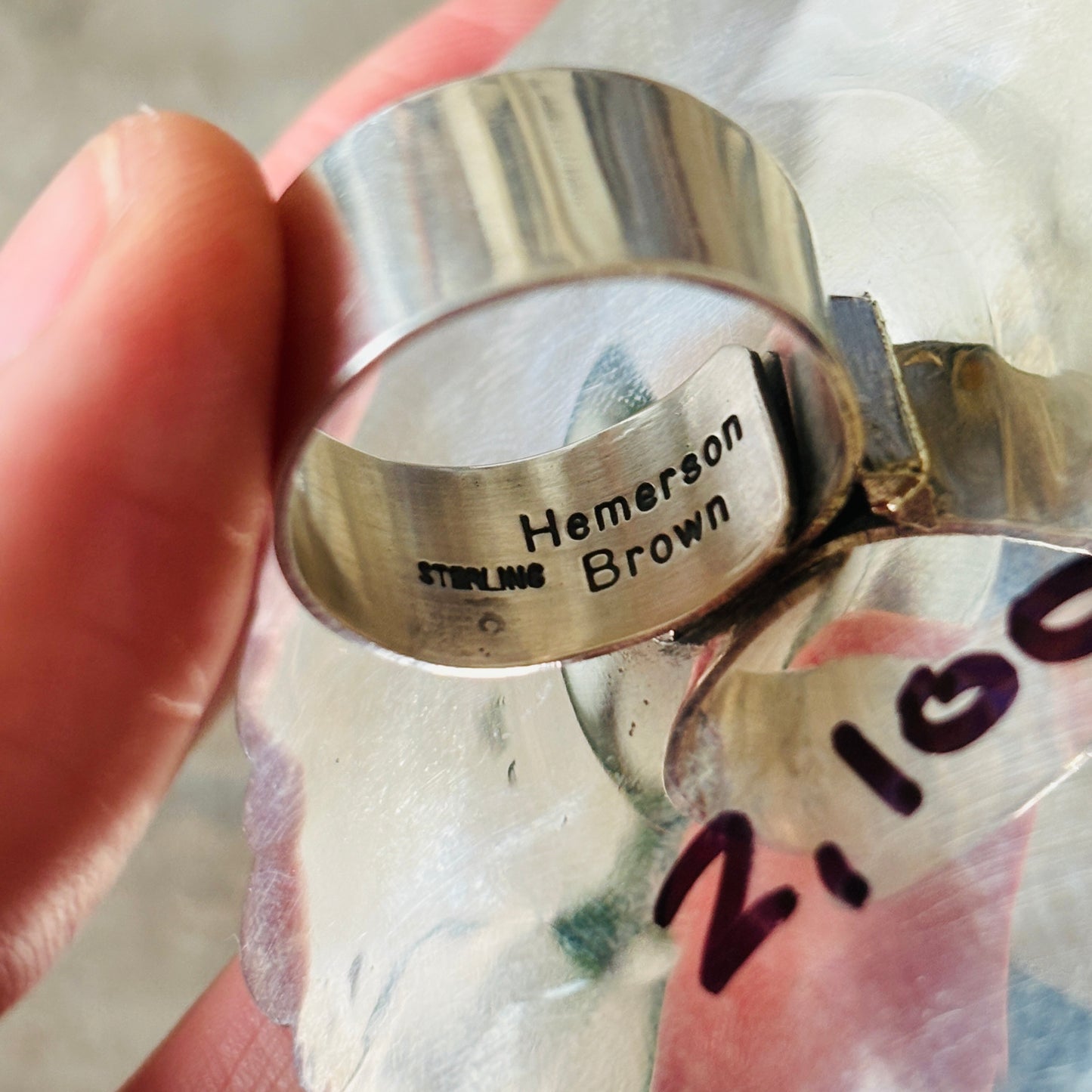 Navajo Hemerson Brown Sterling Silver & Sonoran Turquoise Cluster Statement Ring