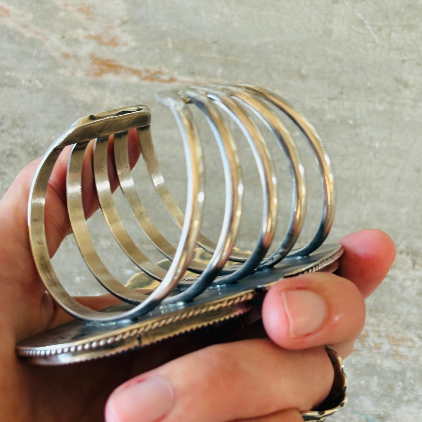 Navajo Landon Benally Sterling Silver & Pilot Mountain Turquoise Statement Cuff