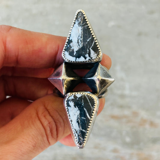 Native American Neffie Ketah - Roxas Sterling Silver & White Buffalo Ring