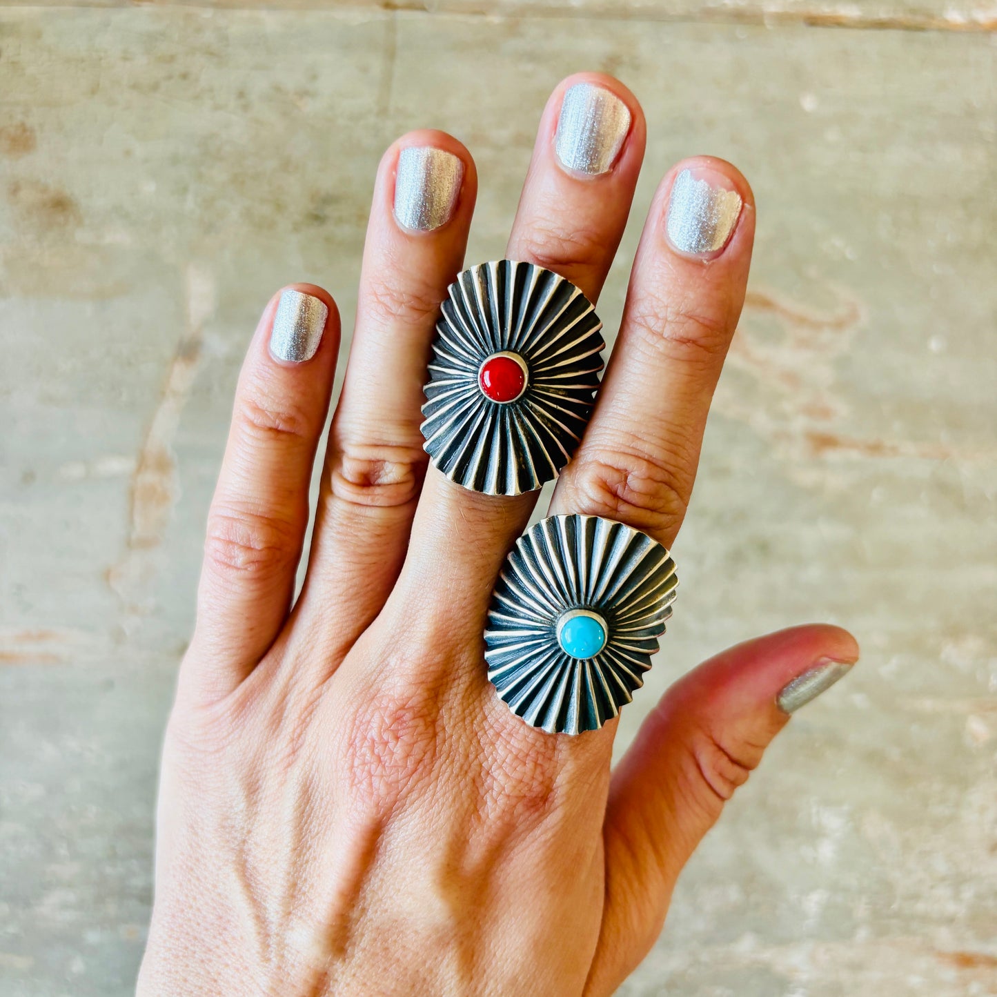 Navajo Herman Smith Sterling Silver Tufa Cast Ring
