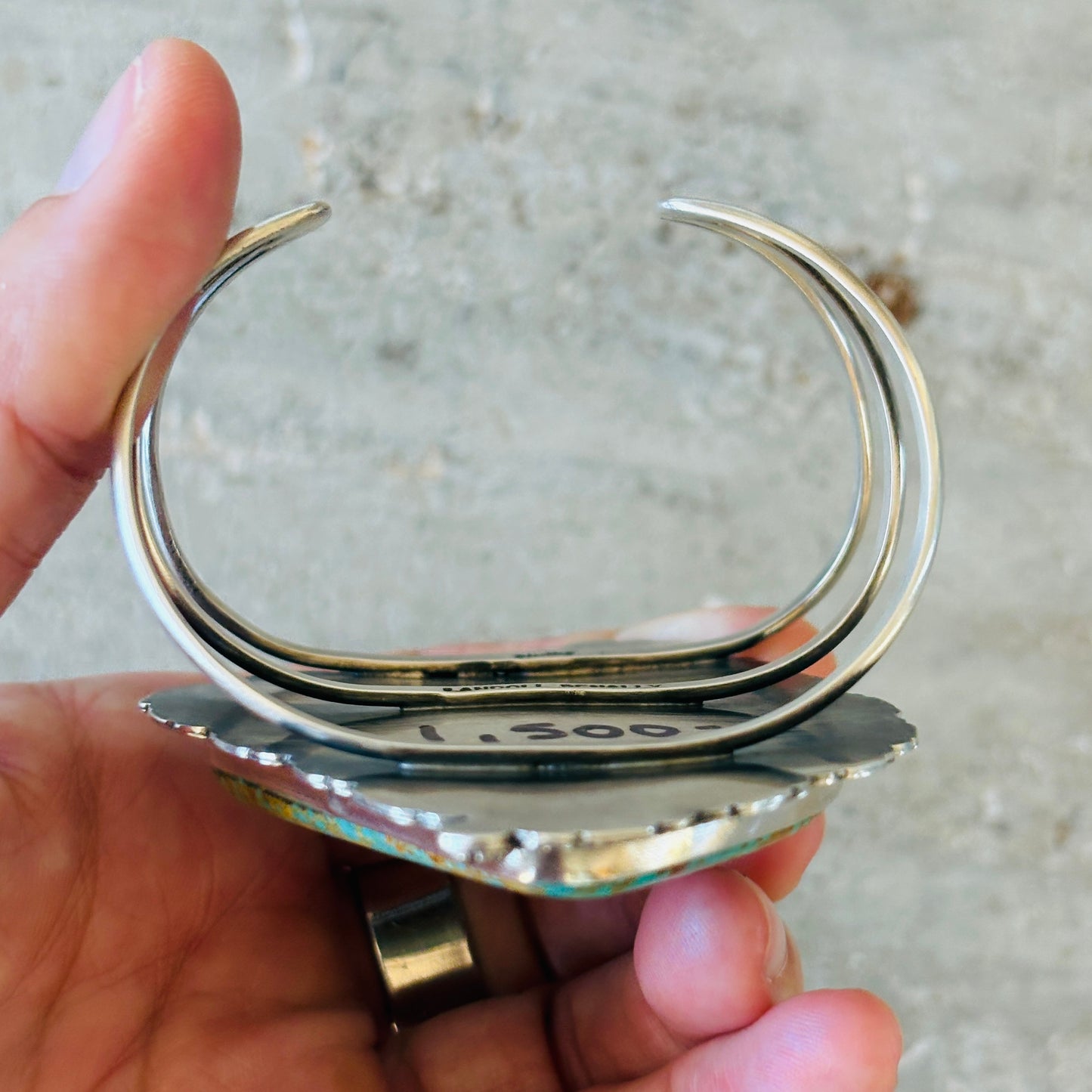 Navajo Landon Benally Sterling Silver & Royston Turquoise Statement Cuff