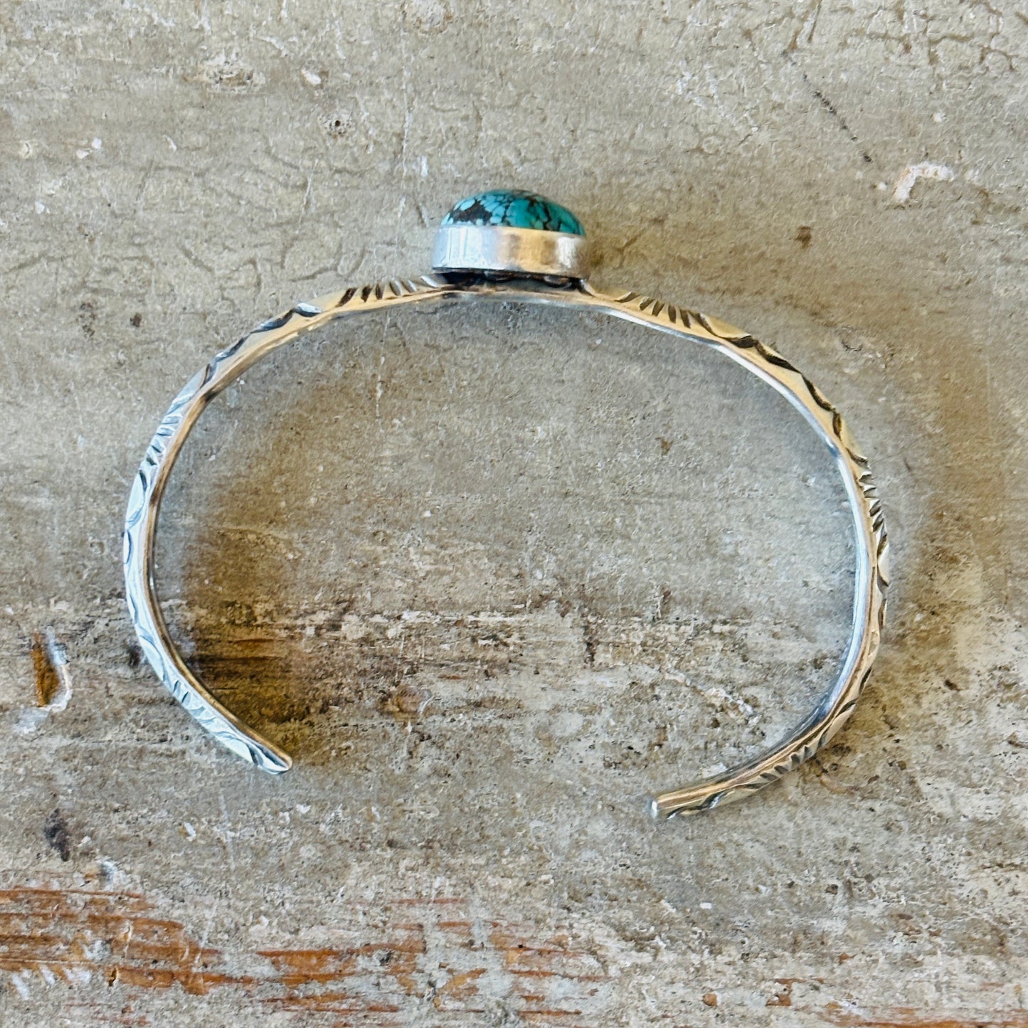 Navajo Delaine & Dwayne Nez Sterling Silver & Sierra Nevada Turquoise Stacker Cuff