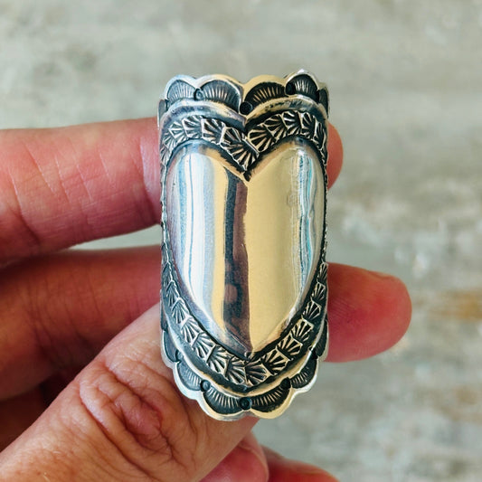 Navajo Sunshine Reeves Sterling Silver Heart Ring (Copy)