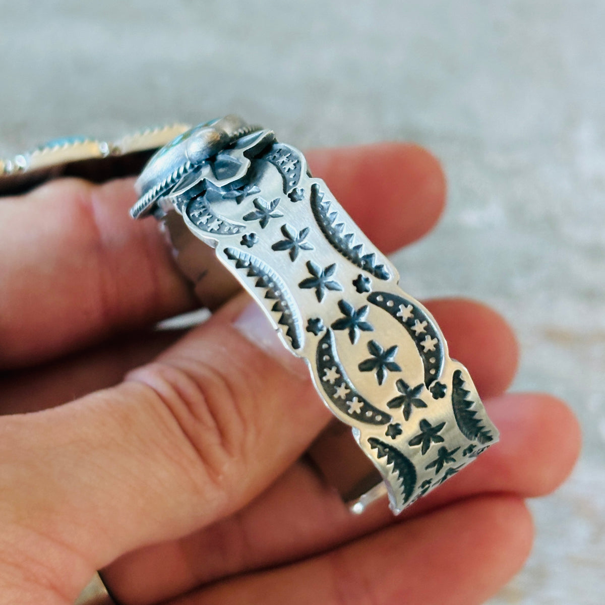 Navajo Bo Reeves Sterling Silver & Web Kingman Stars Stacker Cuff