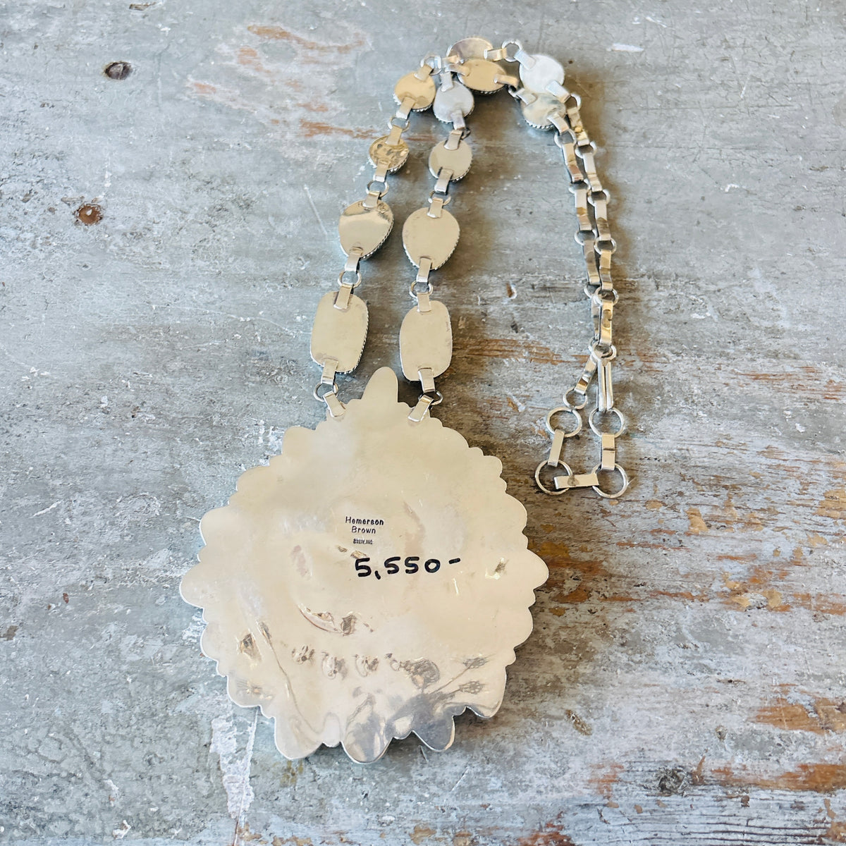 Hemerson Brown Sterling Silver & Mixed Turquoise Cobblestone Statement Necklace