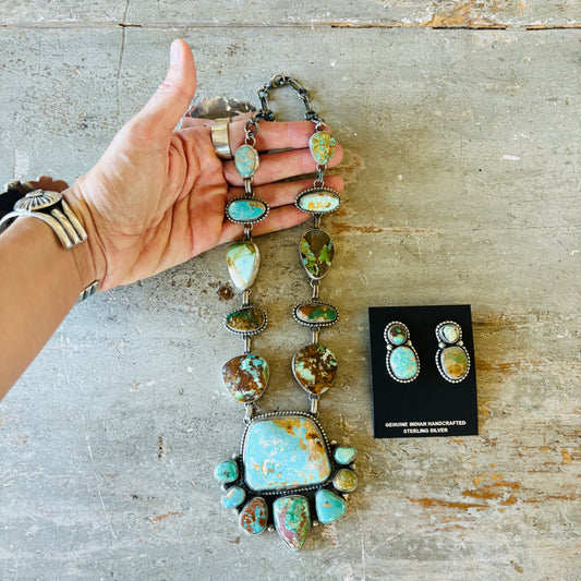 Navajo Darrin Livingston Sterling Silver & Royston Statement Necklace Set