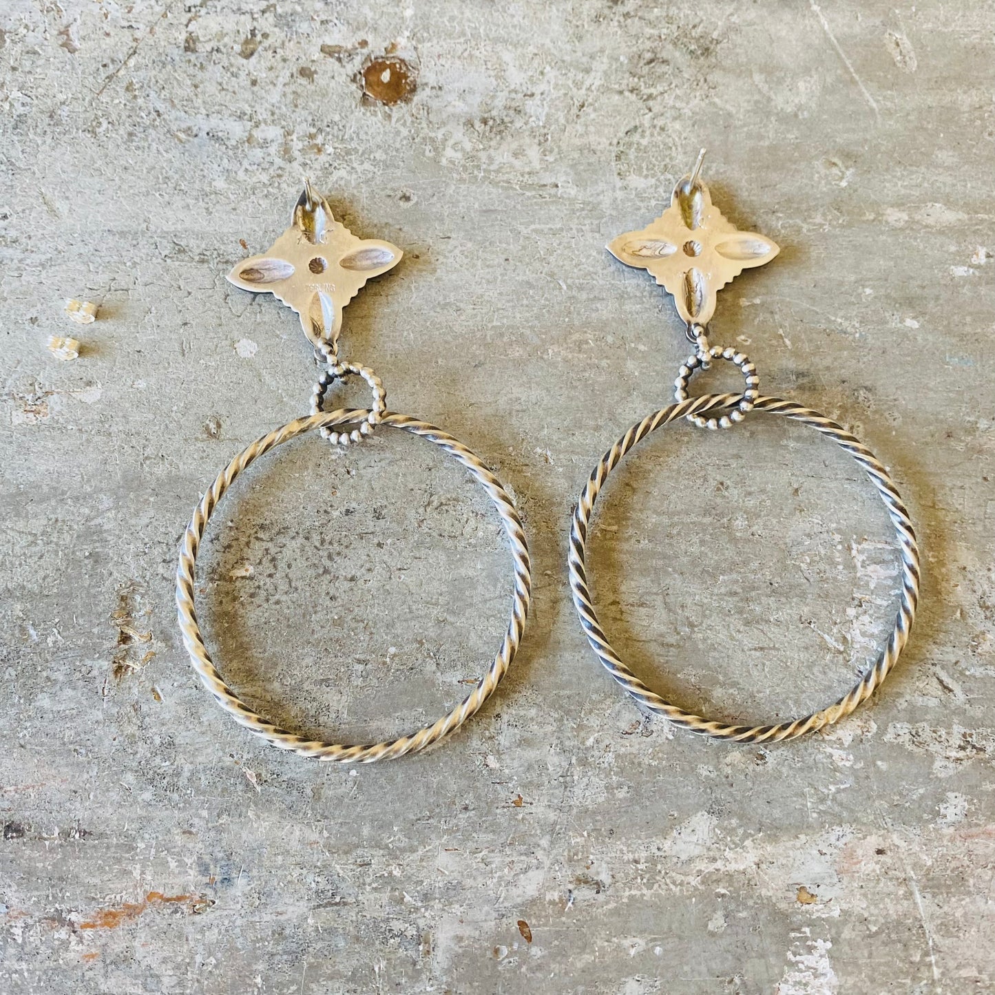 Navajo Derrick Cadman Sterling Silver Hoop Earrings