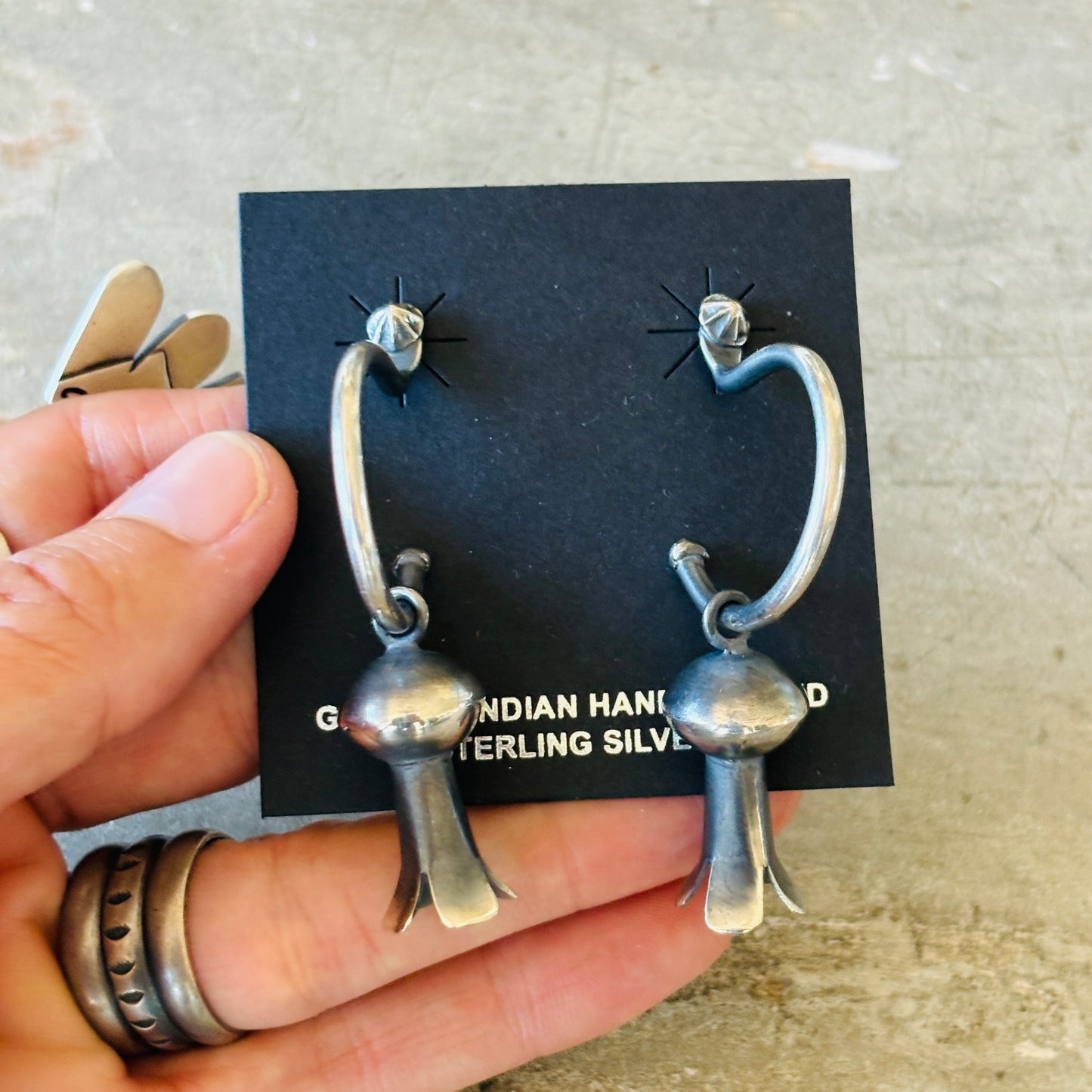 Navajo Gabriel Natan Sterling Silver Blossom Earrings