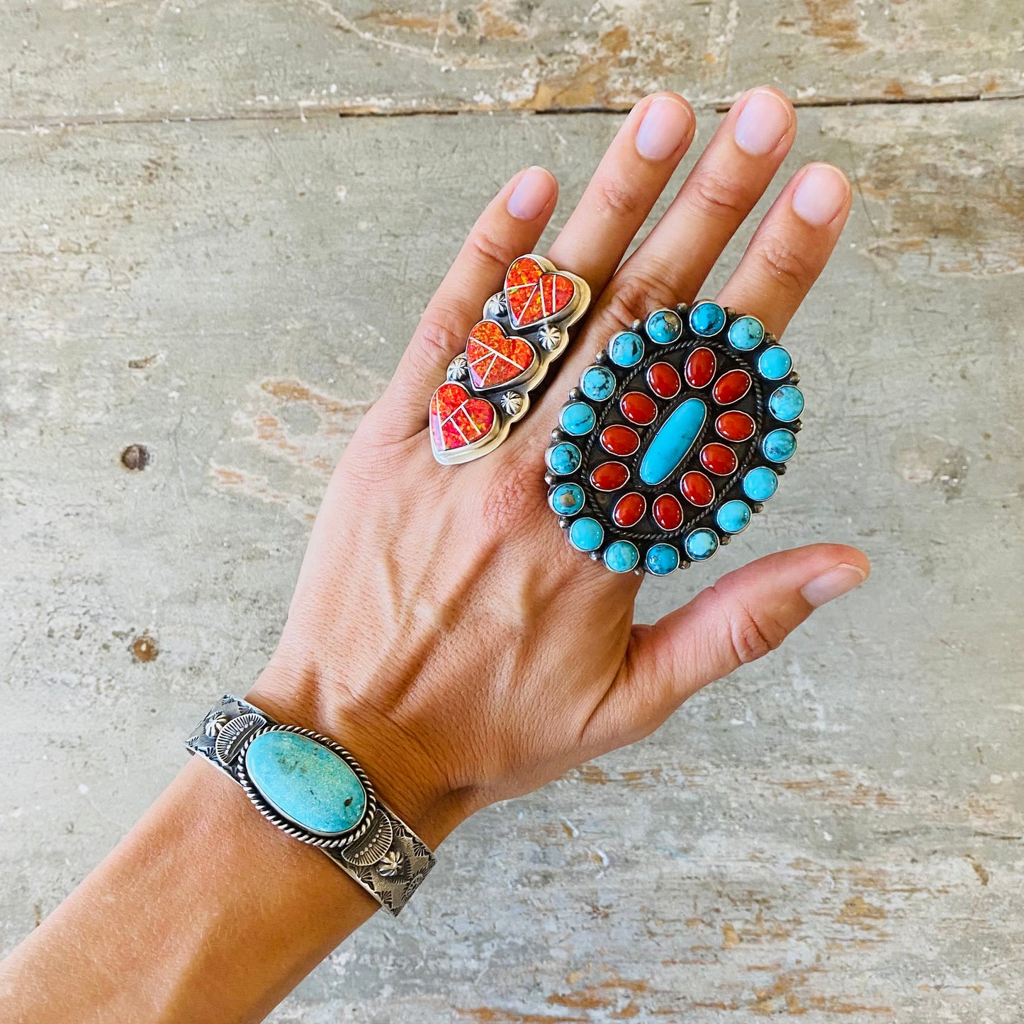 Navajo Kindale Billah Sterling Silver & Kingman Turquoise Stacker Cuff