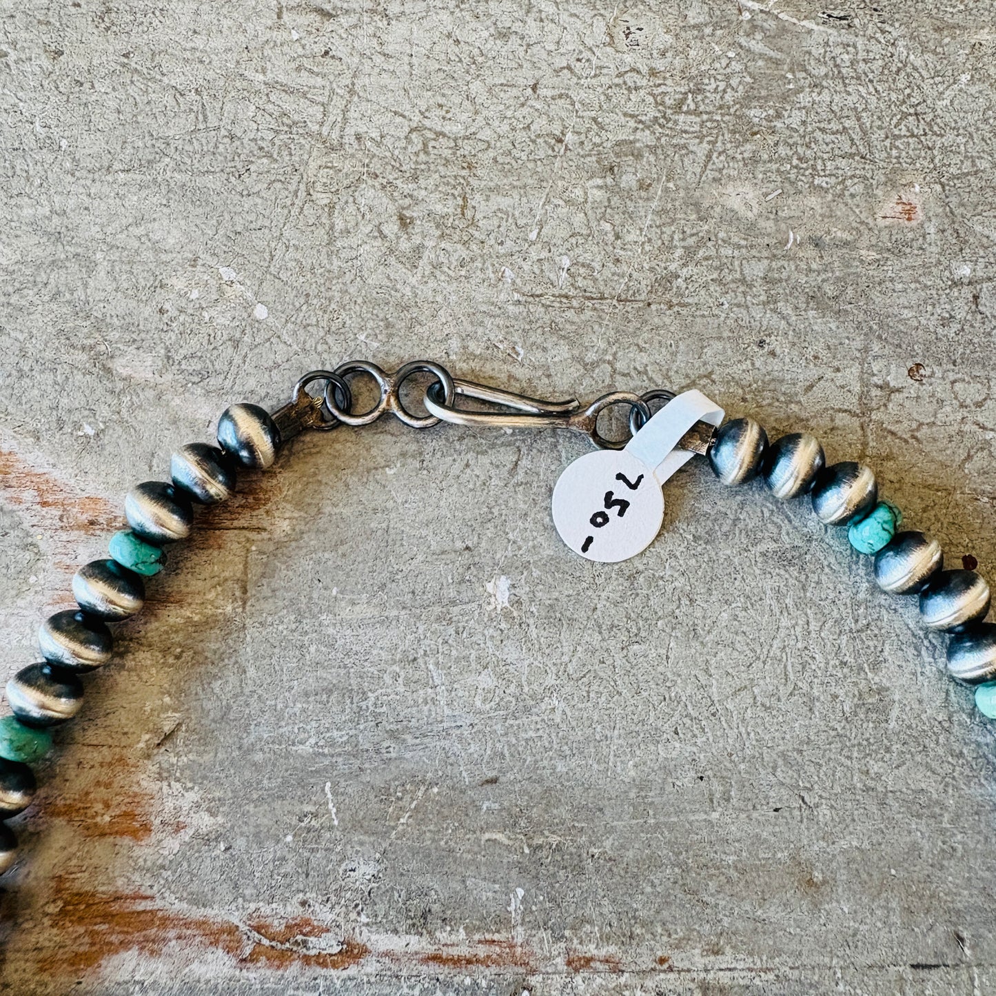 Navajo Preston Haley Sterling Silver & Campitos Turquoise 7mm Pearls Necklace