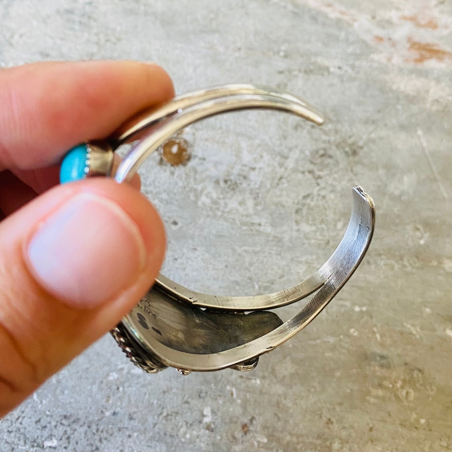 Navajo Lorenzo & Jerilyn Chee Sterling Silver & Campitos Turquoise Heart Cuff