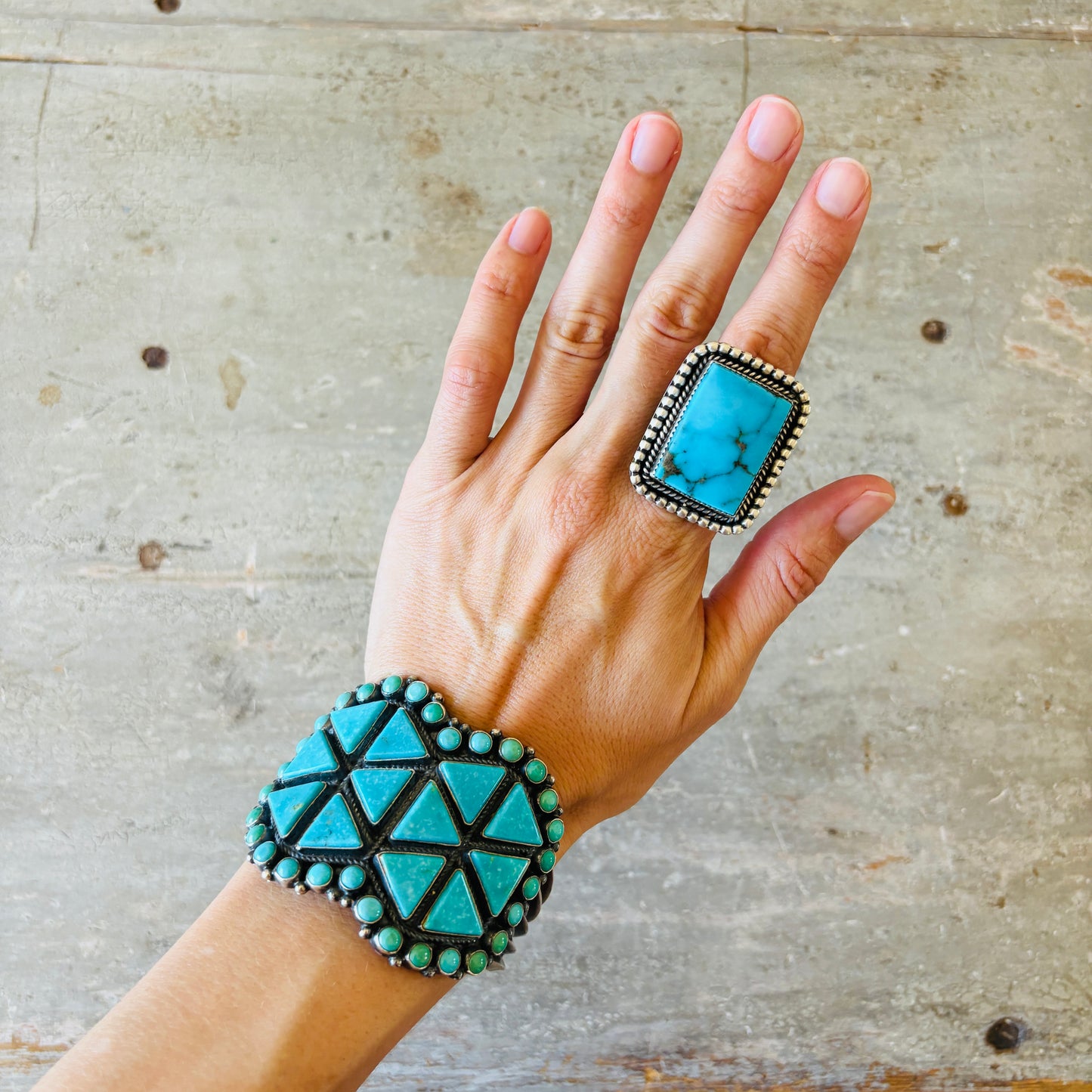Navajo Kevin Billah Sterling Silver & Kingman Turquoise Ring