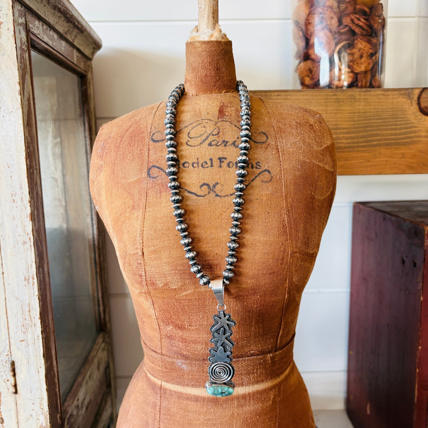 Navajo Alex Sanchez Sterling Silver & Variscite Pendant