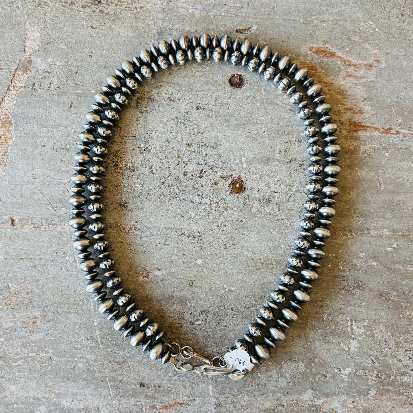 Navajo Austin Haley Sterling Silver Handmade Pearls Necklace