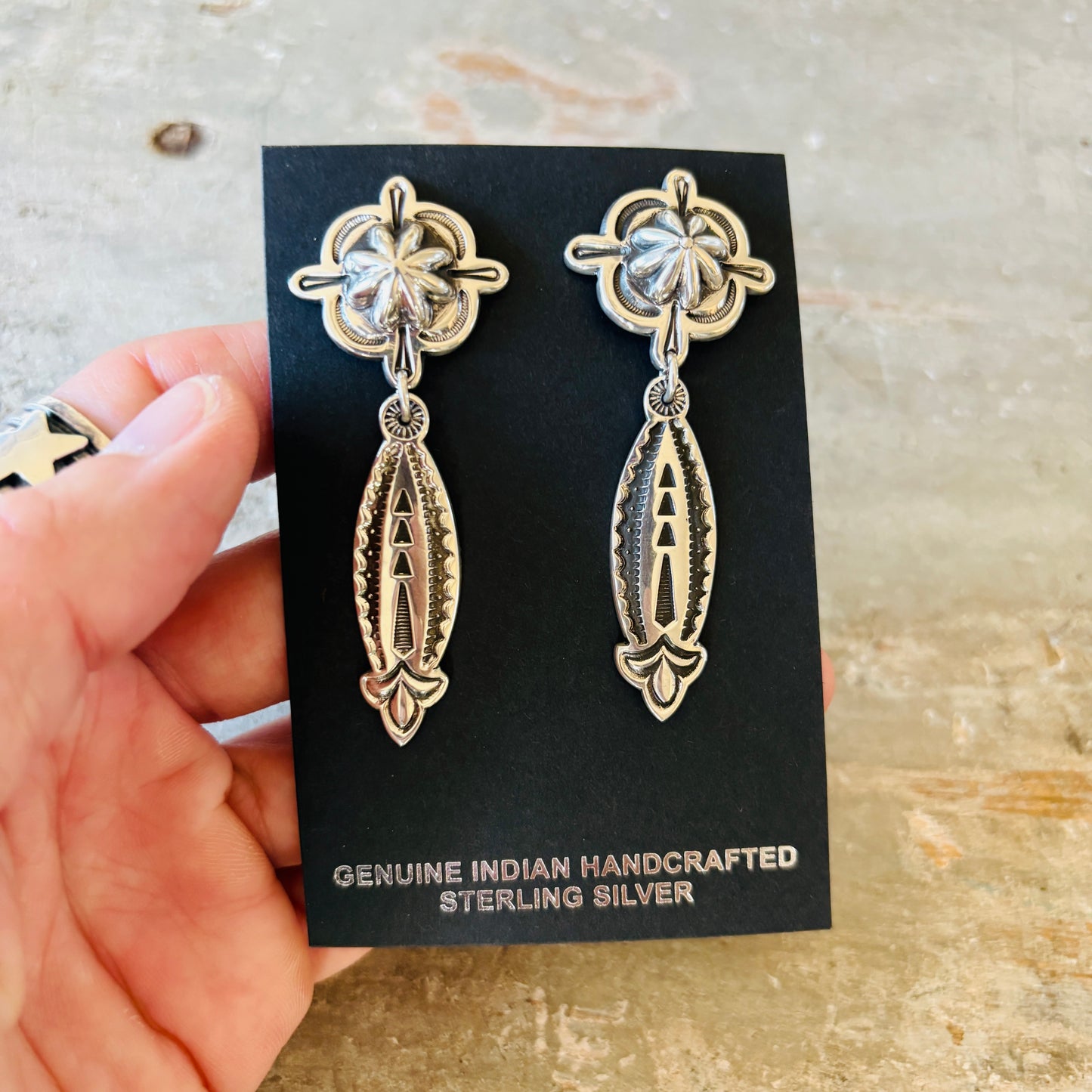 Navajo Jennifer Curtis Sterling Silver Statement Earrings