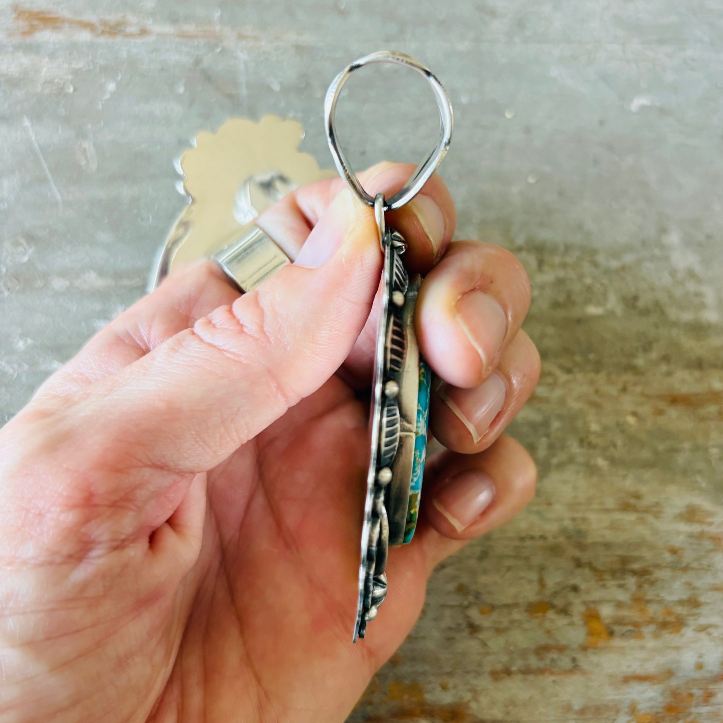 Navajo Randy Boyd Sterling Silver & Sonoran Turquoise Statement Pendant