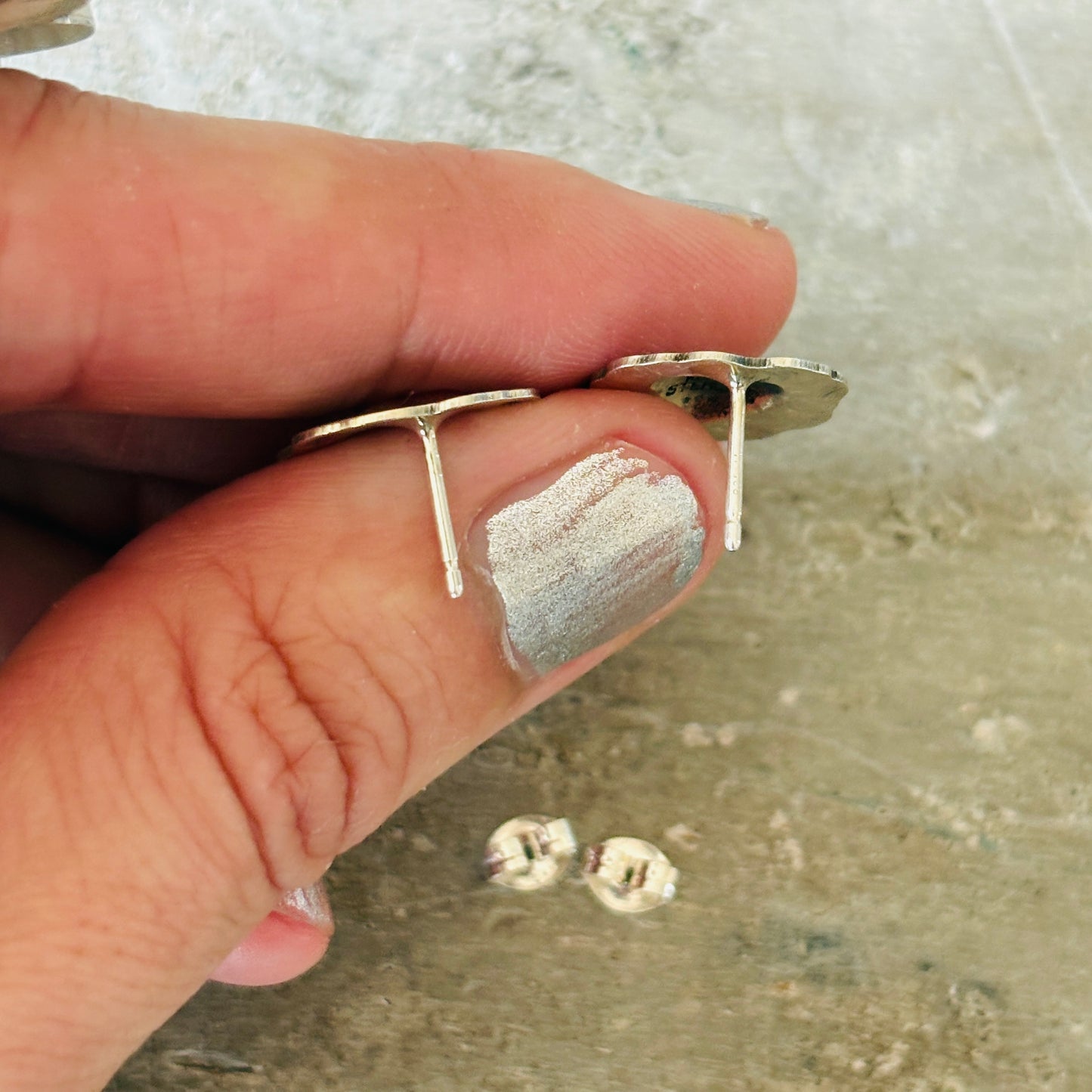 Navajo Delayne Reeves Sterling Silver Heart Earrings