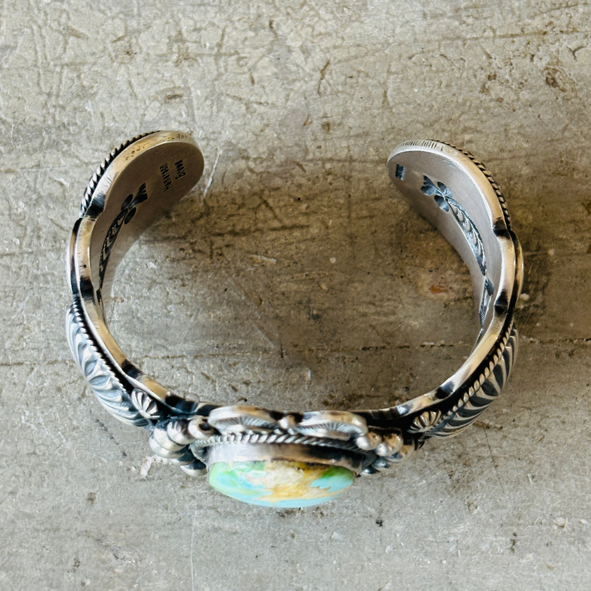 Navajo Hemerson Brown Sterling Silver & Royston Turquoise Statement Cuff