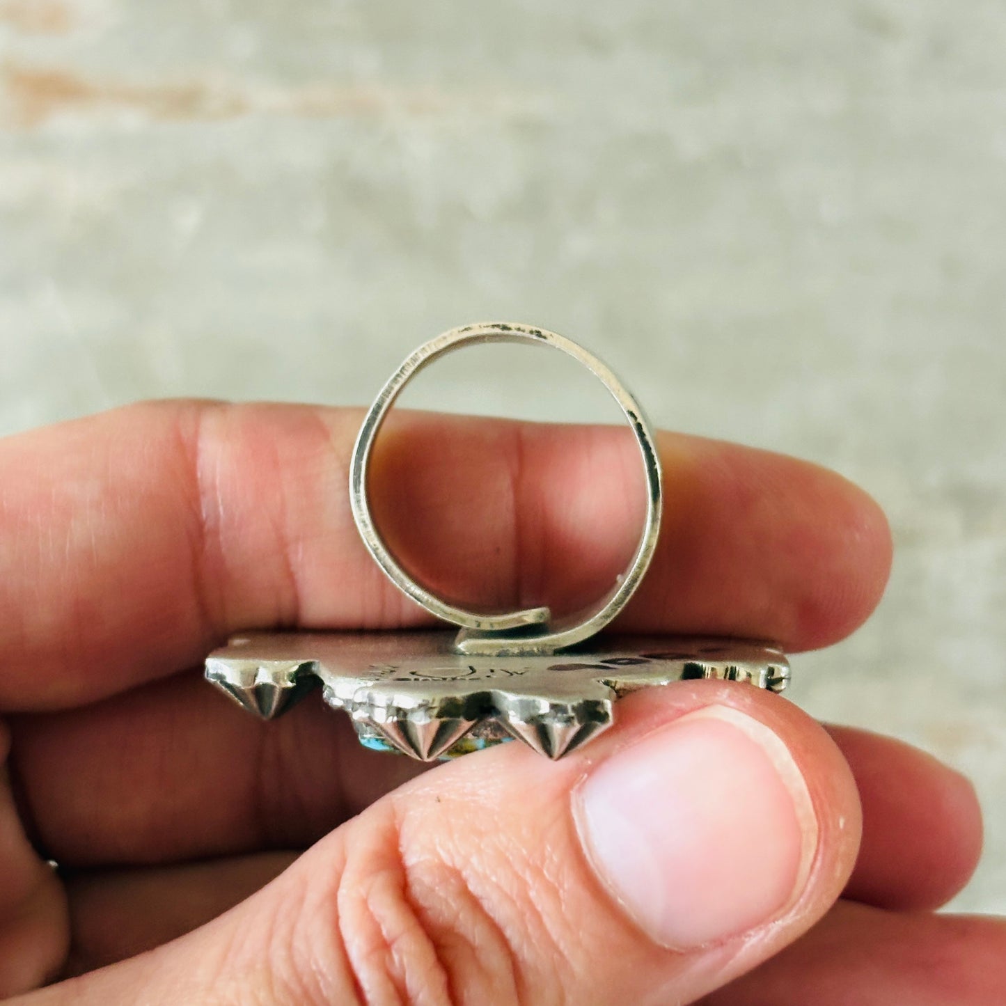 Navajo JT Willie Sterling Silver & Web Kingman Turquoise Ring