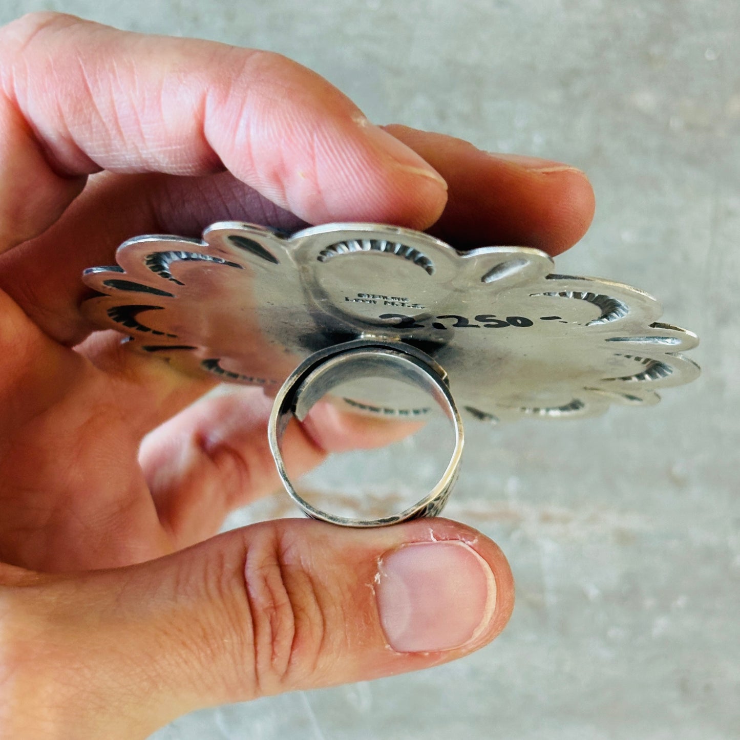 Navajo Leon Martinez Sterling Silver & Kingman Turquoise Cluster Statement Ring