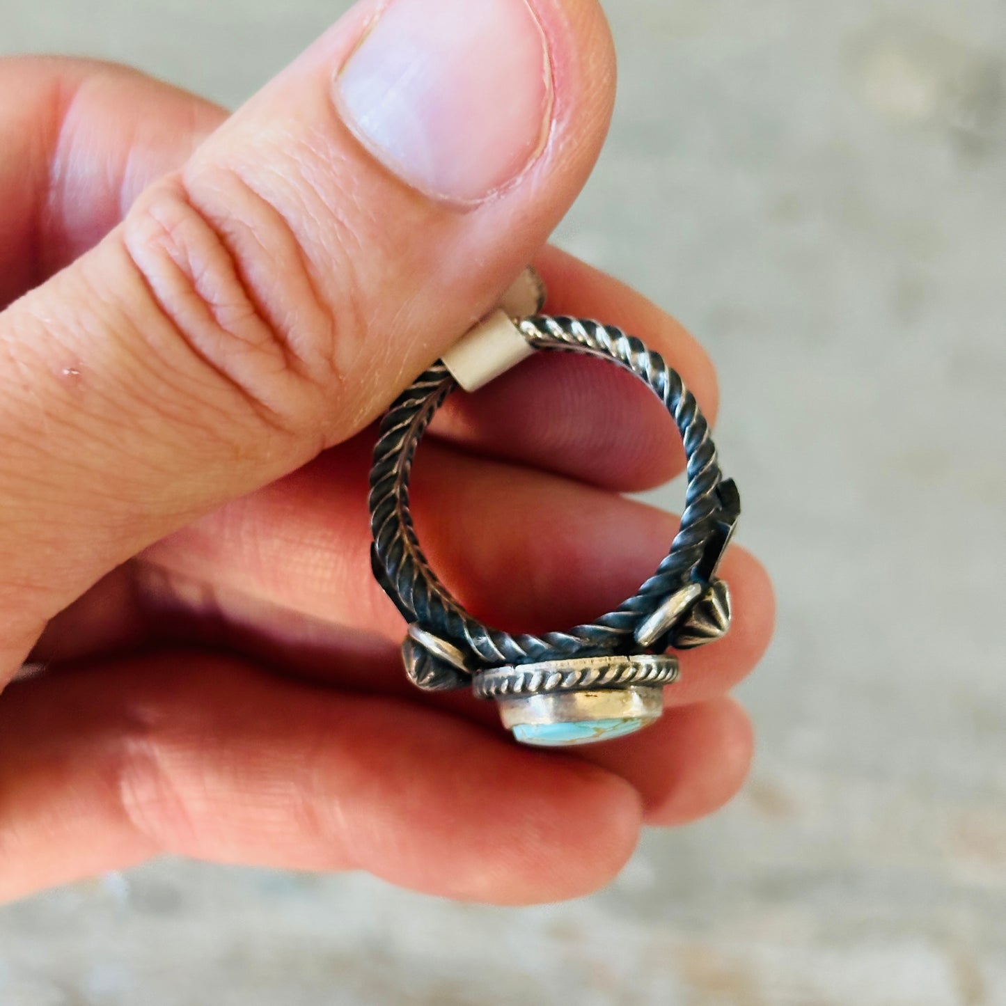 Navajo Andy Cadman Sterling Silver & #8 Turquoise Ring