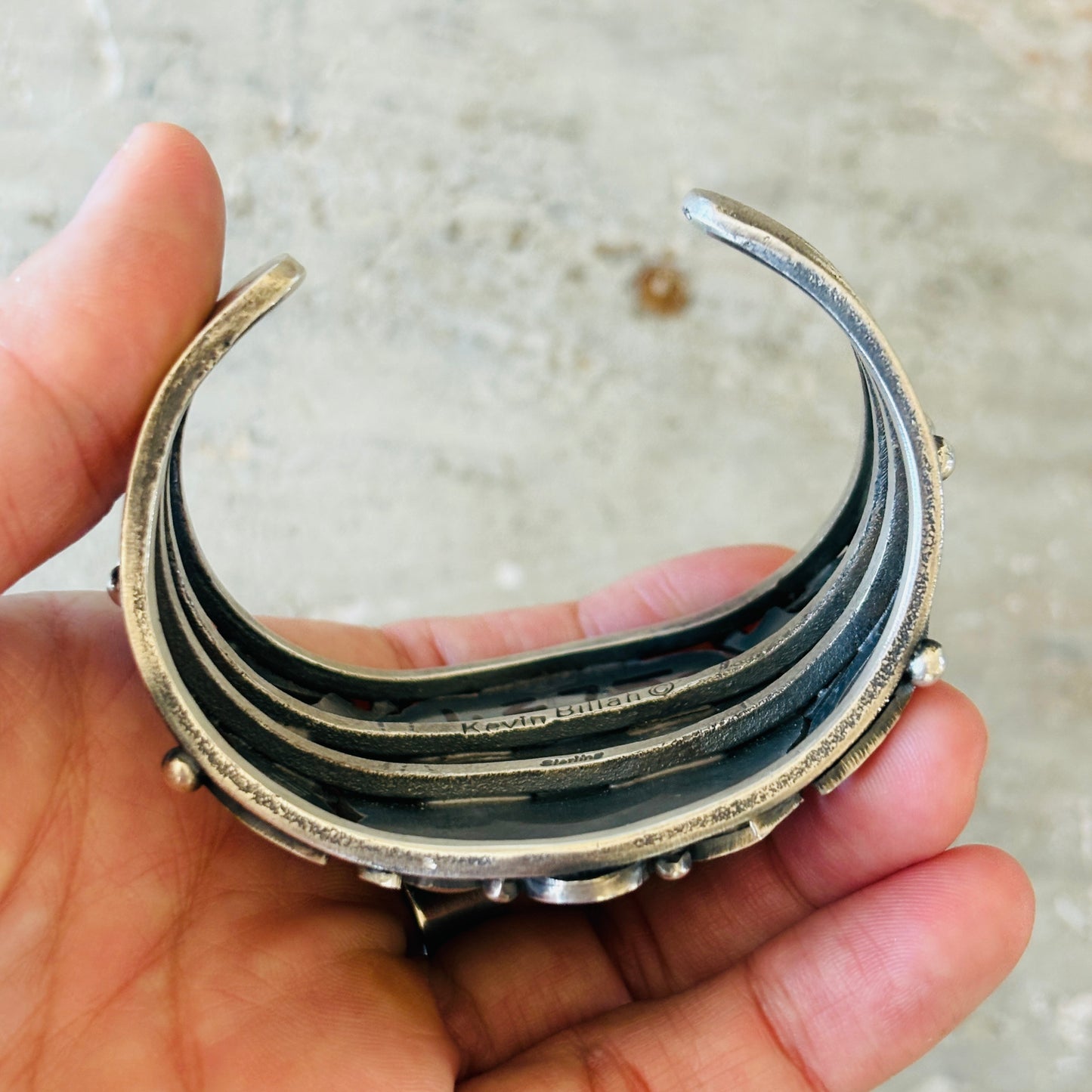 Navajo Kevin Billah Sterling Silver & Kingman Turquoise Statement Cuff