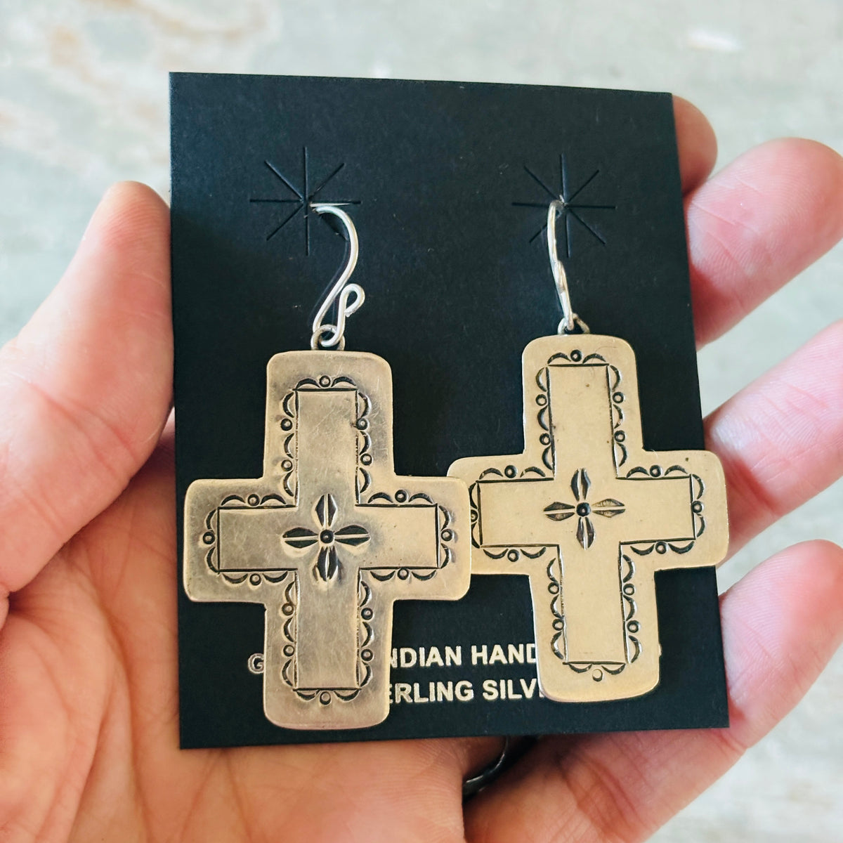 Navajo Sterling Silver Cross Earrings